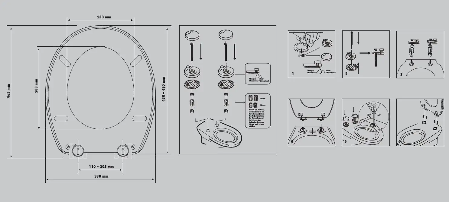 Primaster WC-Sitz mit Absenkautomatik Schiefer schwarz