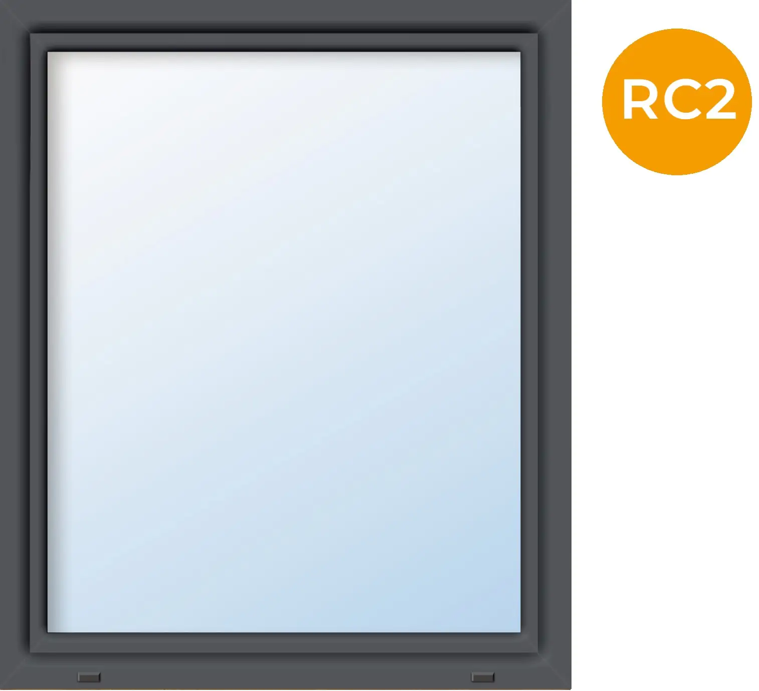 Meeth Kunststofffenster 100 x 100 cm 1-flg. Dreh-Kipp Links weiß/titan RC 2 N