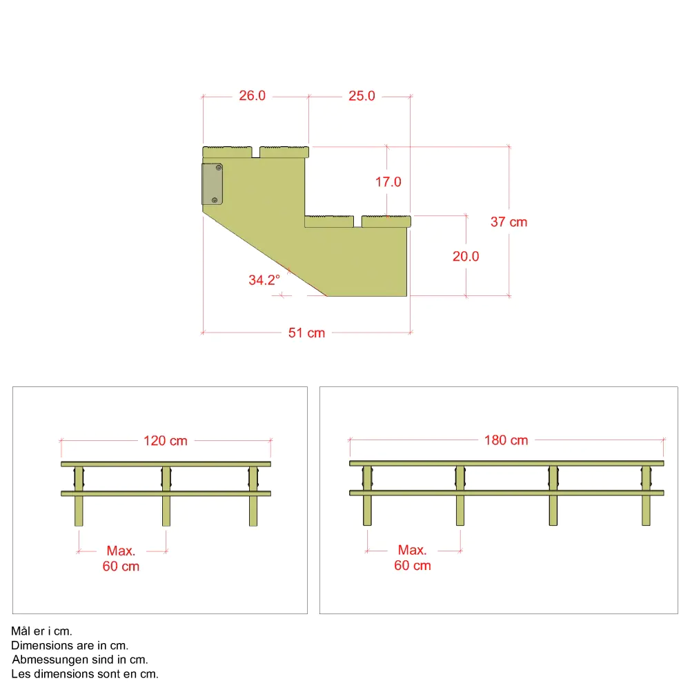Plus Außentreppe Kiefer 2 Stufen 180 cm breit 