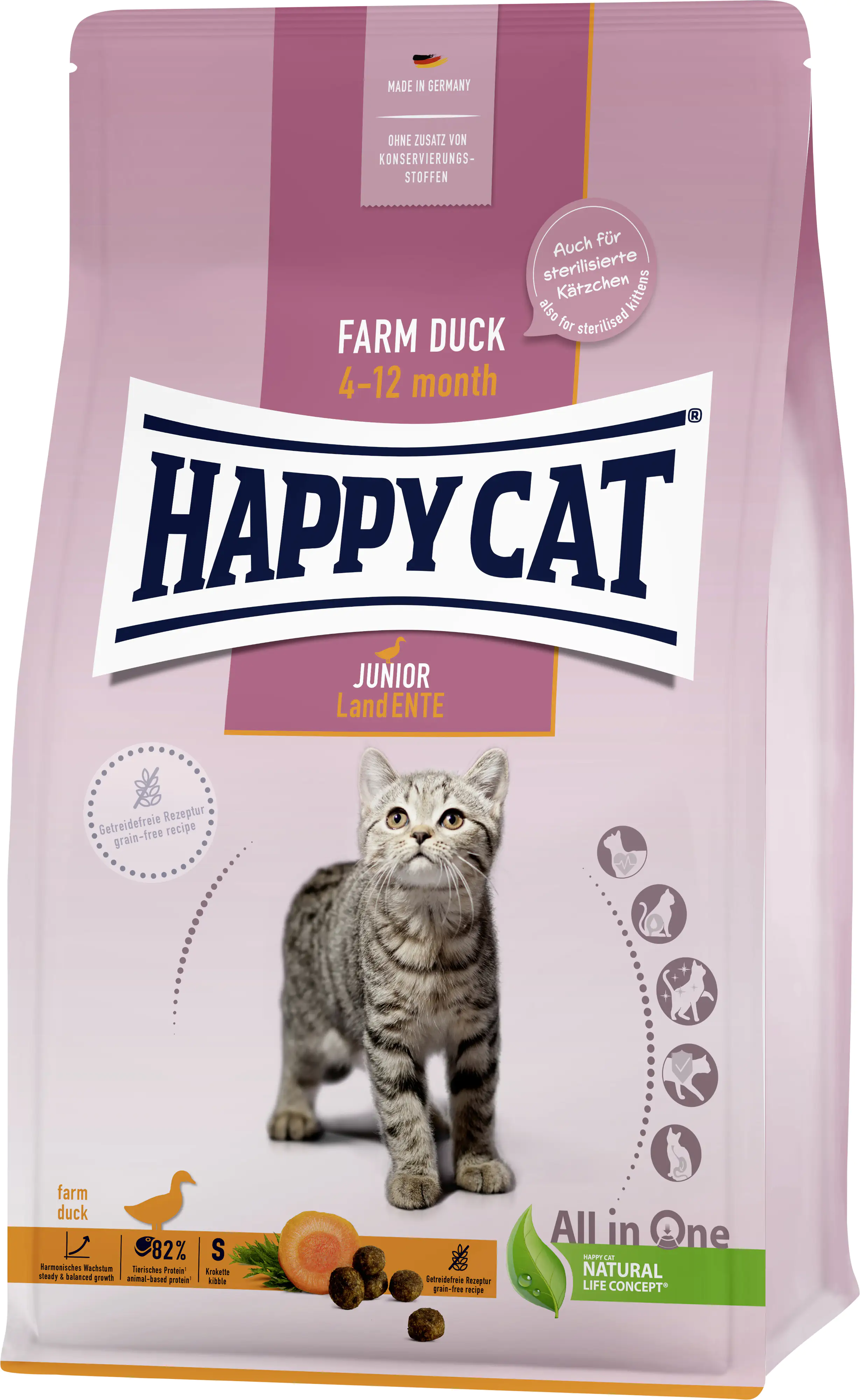 HappyCat Katzenfutter Junior Land Ente 1,3 kg