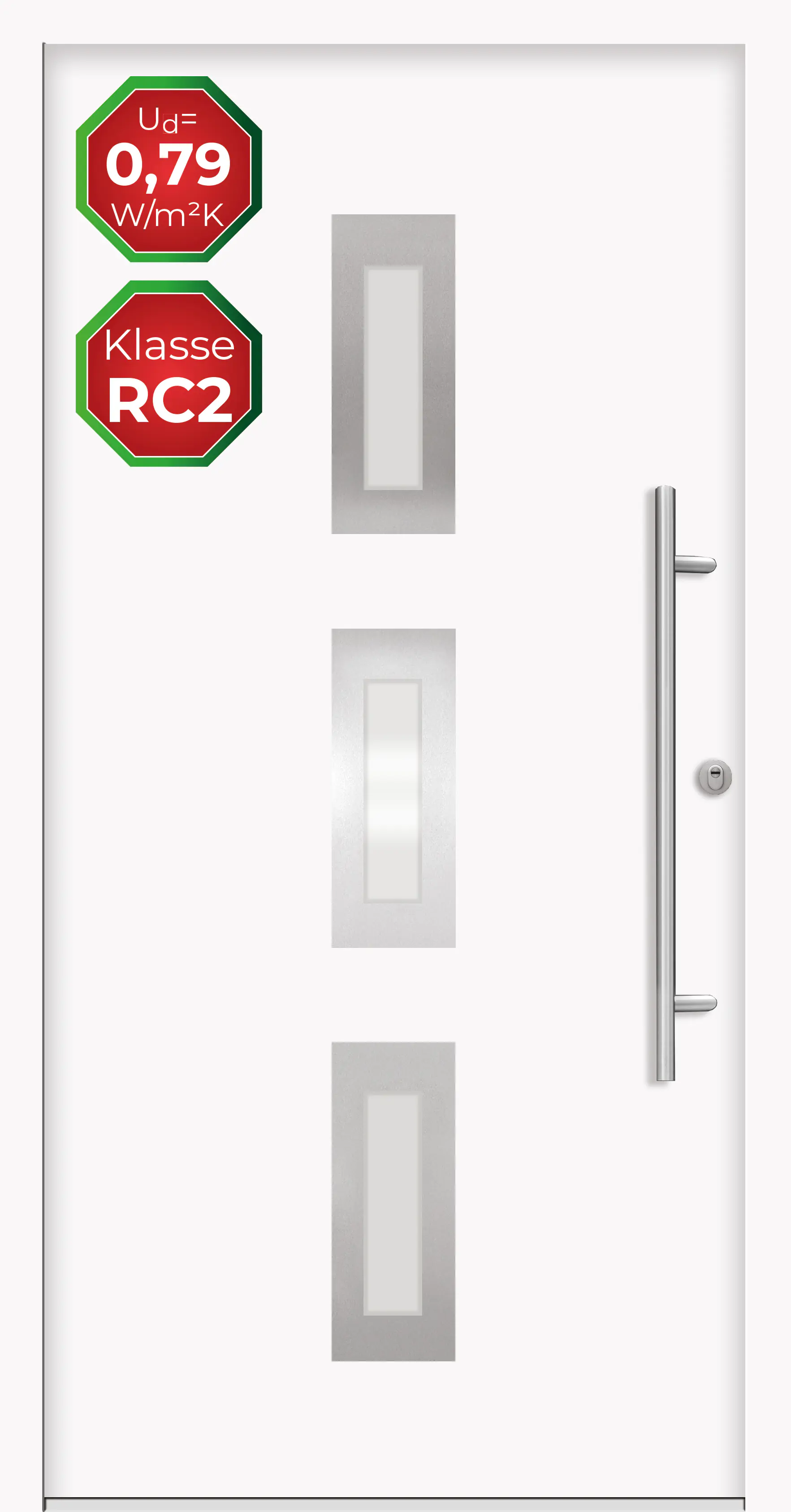 Splendoor Haustür Passivedoor Premium B02 RC2 Weiß DIN Rechts 100 x 210 cm