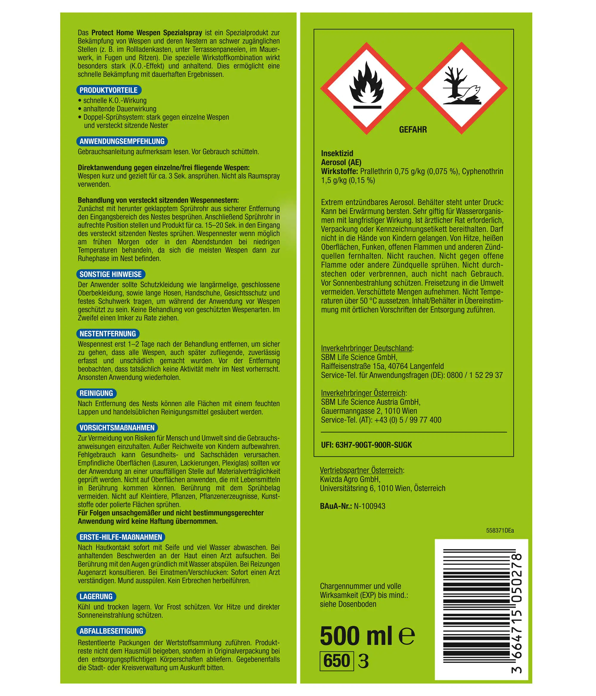 Protect Home FormineX Wespen Spezialspray 500 ml