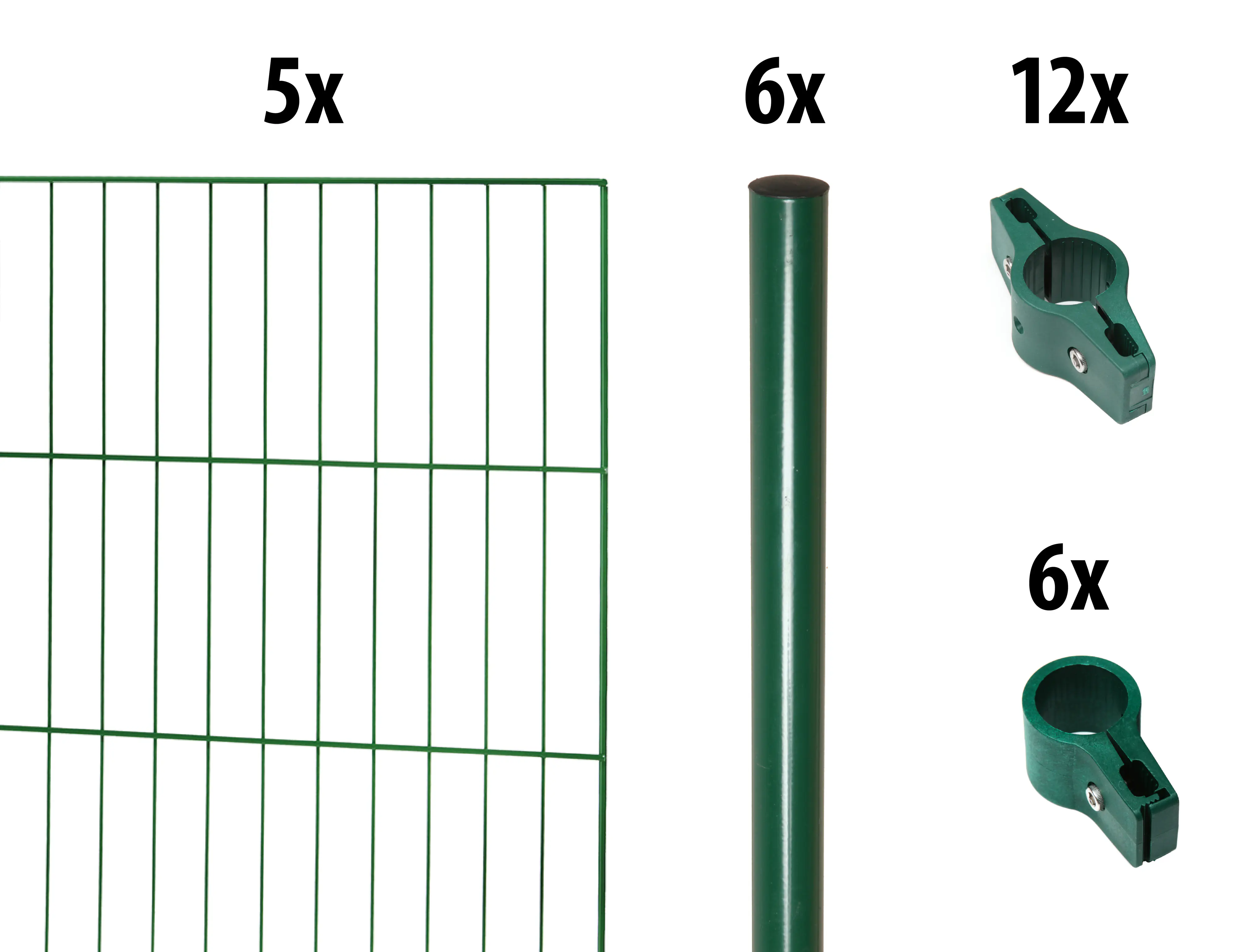 Floraworld Einstabmatten-Zaun Set Classic 10 m 200 x 100 cm inkl. 6 Pfosten 150 x 0,34 cm moosgrün