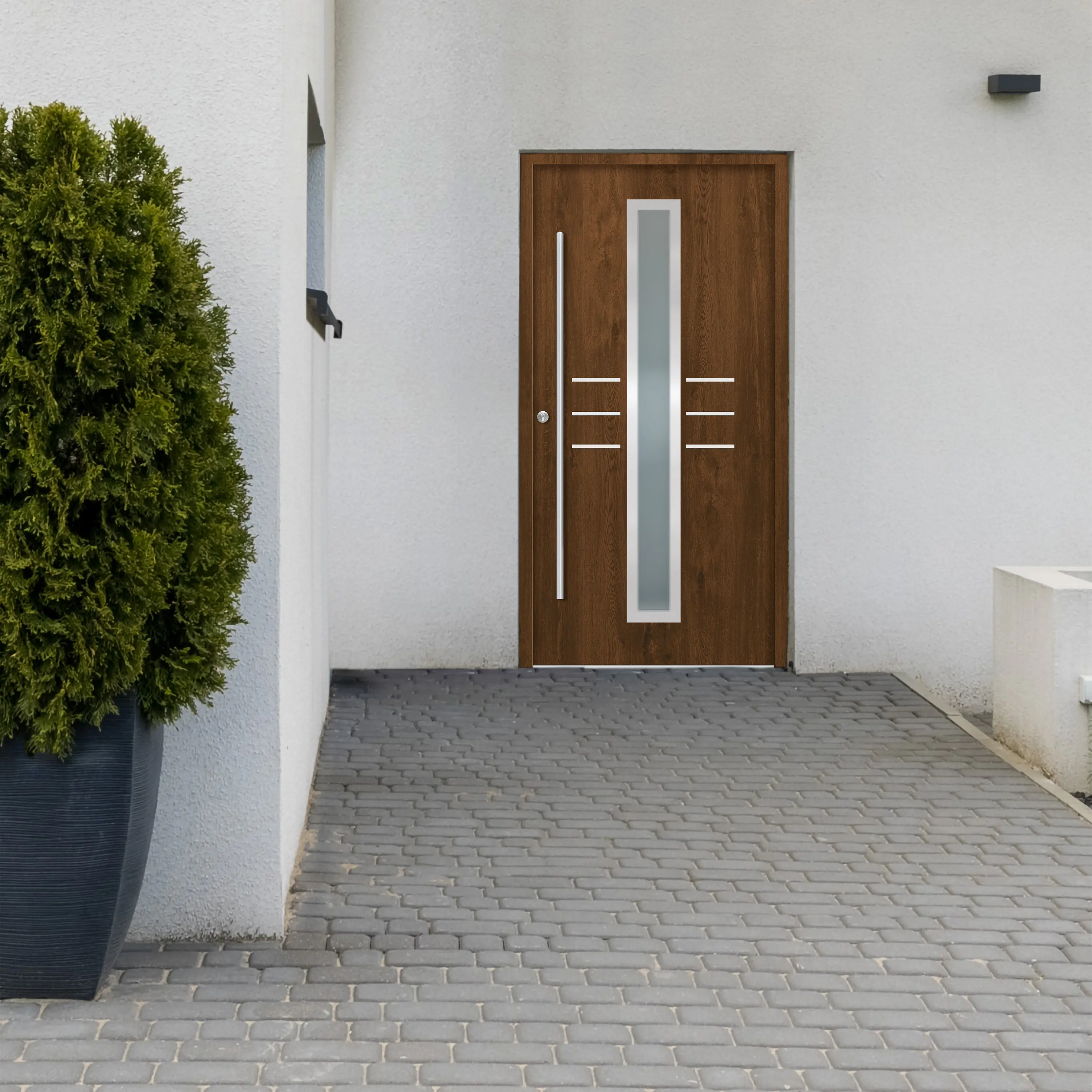 Splendoor Haustür Passivedoor Premium B07 Nussbaum DIN Links 110 x 210 cm