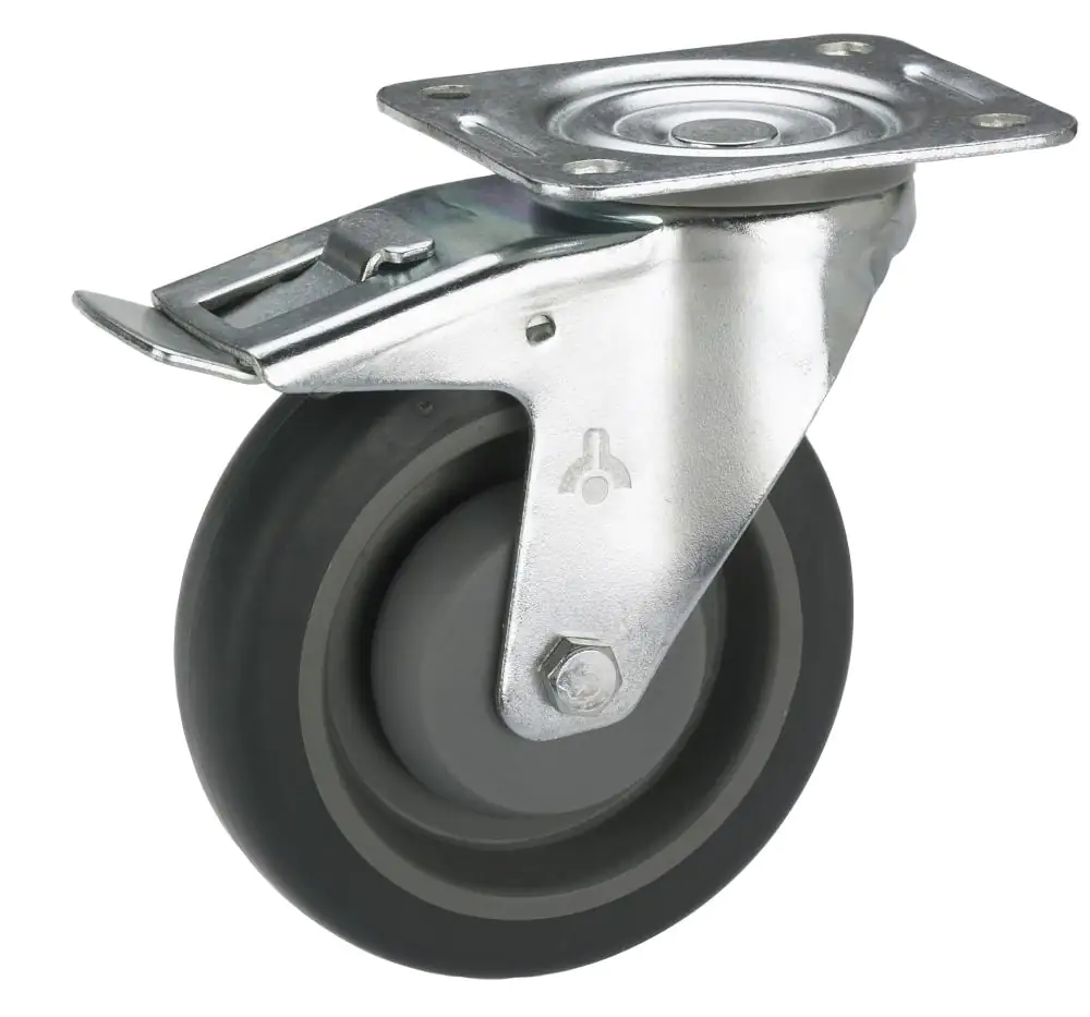 Lenkrolle mit Platte und Totalfeststeller 100 x 32 mm, Tragkr. 150 kg Lenkrolle mit Platte und Totalfeststeller 100 x 32 mm, Tragkr. 150 kg