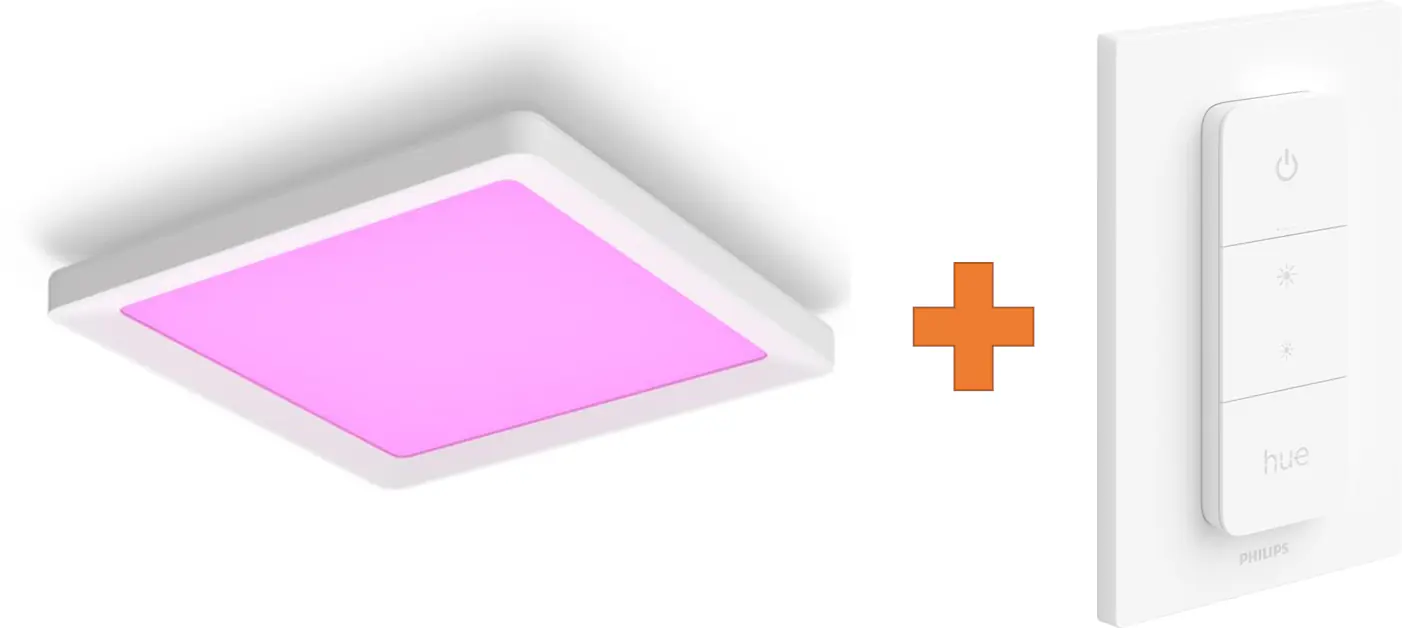 Philips Hue LED Deckenleuchte Tento + Dimmschalter eckig weiß 43 x 3 cm RGB Philips Hue LED Deckenleuchte Tento + Dimmschalter eckig weiß 43 x 3 cm RGB
