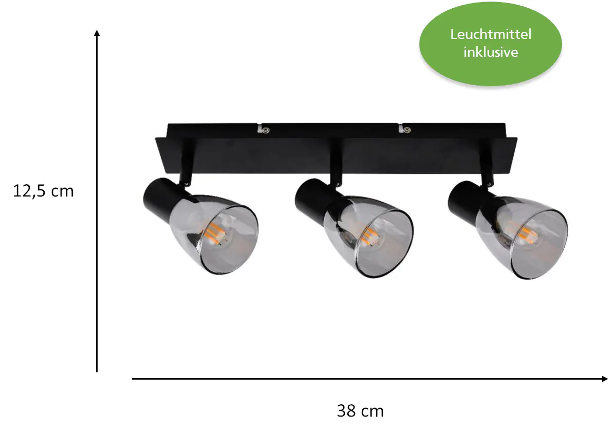 Primaster Deckenstrahler 3er LED Spot Miami E14 38 x 12,5 cm schwarz
