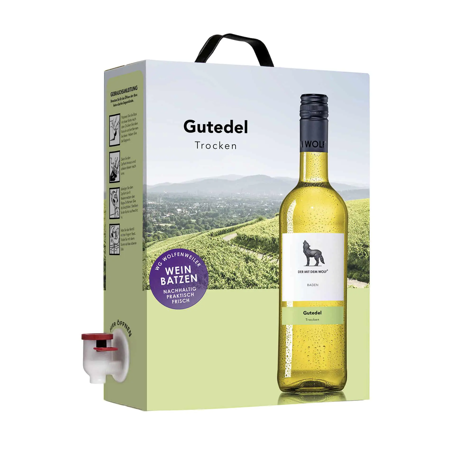 Der mit dem Wolf Weißwein Gutedel QW trocken Bag in Box 3,0l