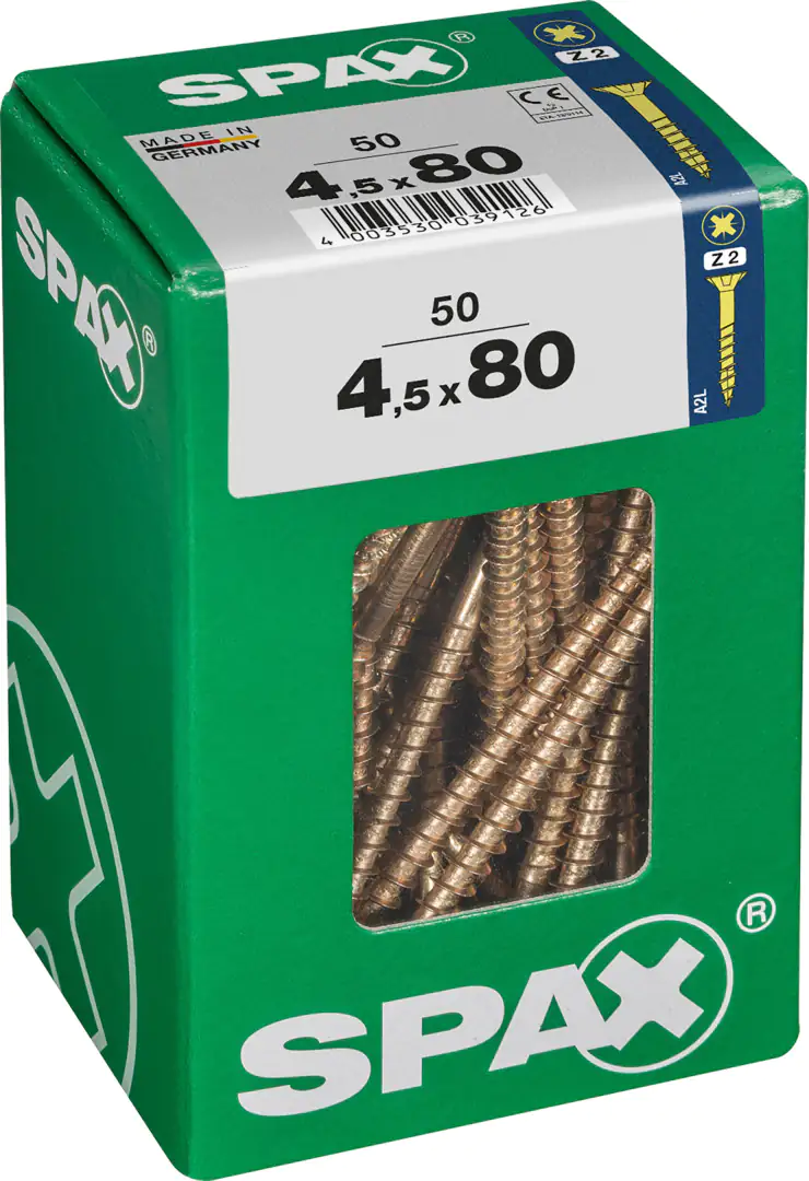 Spax Universalschrauben 4.5 x 80 mm PZ 2 - 50 Stk.