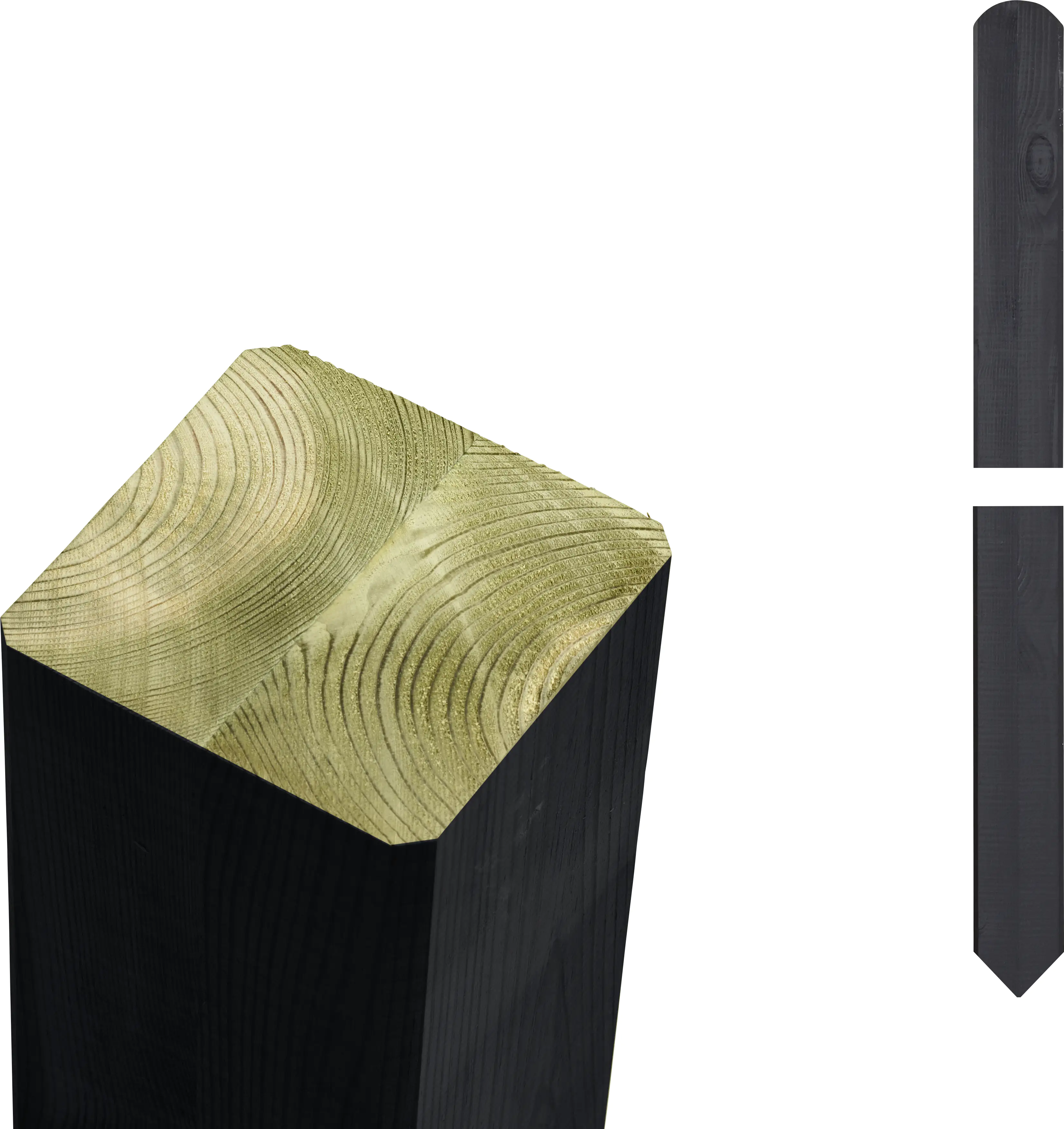 Plus Leimholzpfosten 208 cm 70 x 70 mm schwarz Kopf gespitzt