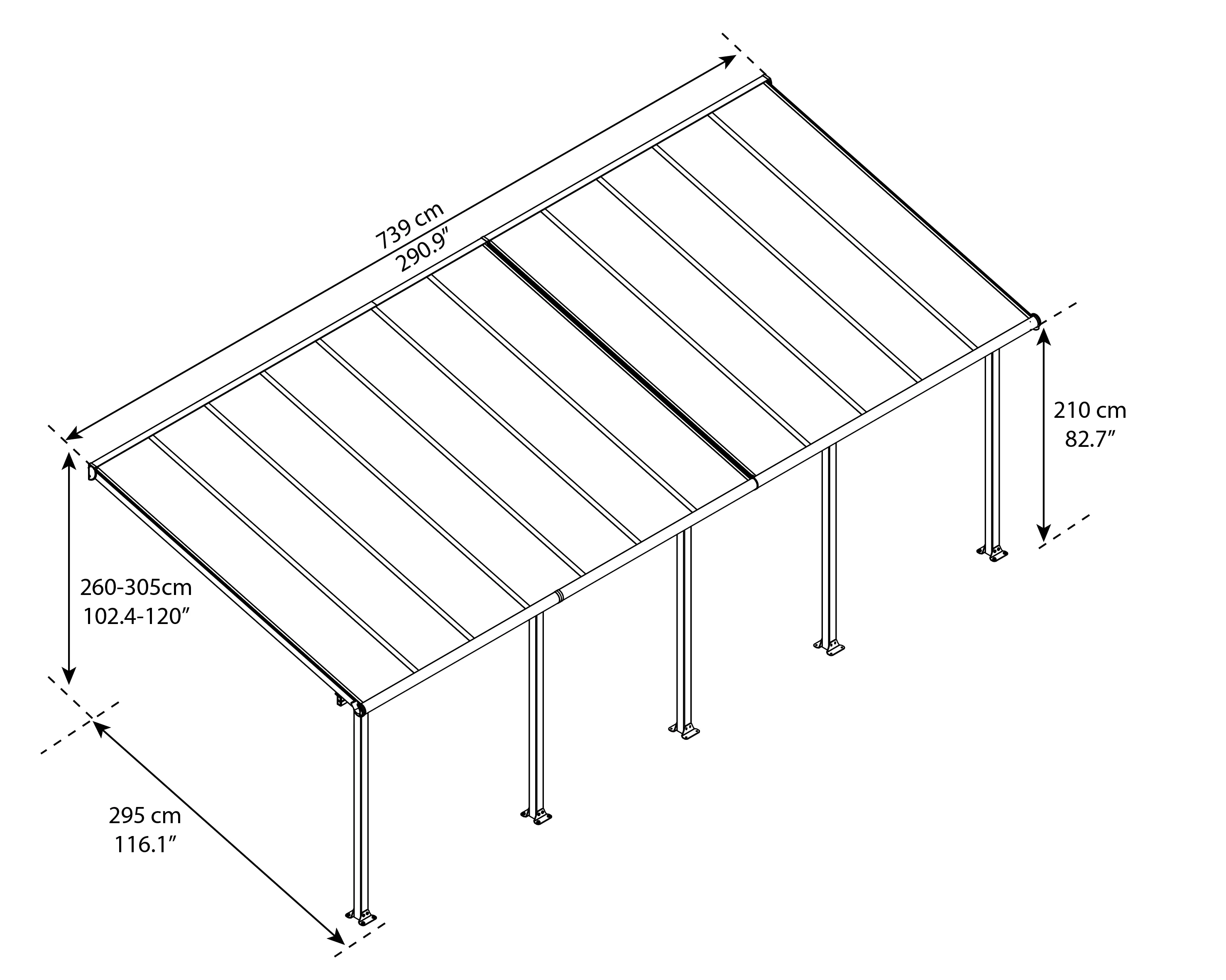 7290108134322_6 Canopia Terrassenüberdachung Olympia 3x7.3 weiß