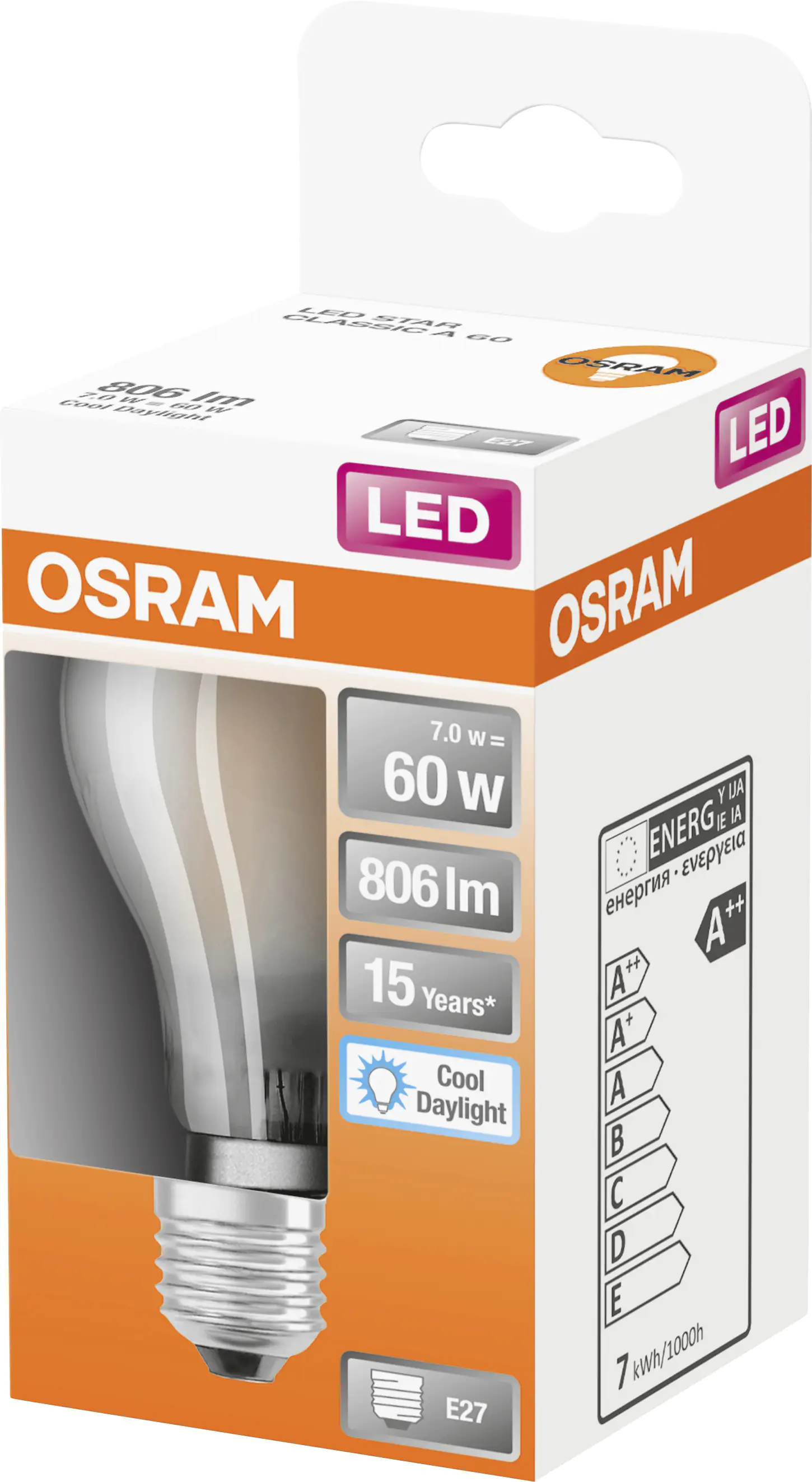 Osram LED Leuchtmittel Star Classic A 60 E27 6,5 W kaltweiß, weiß matt