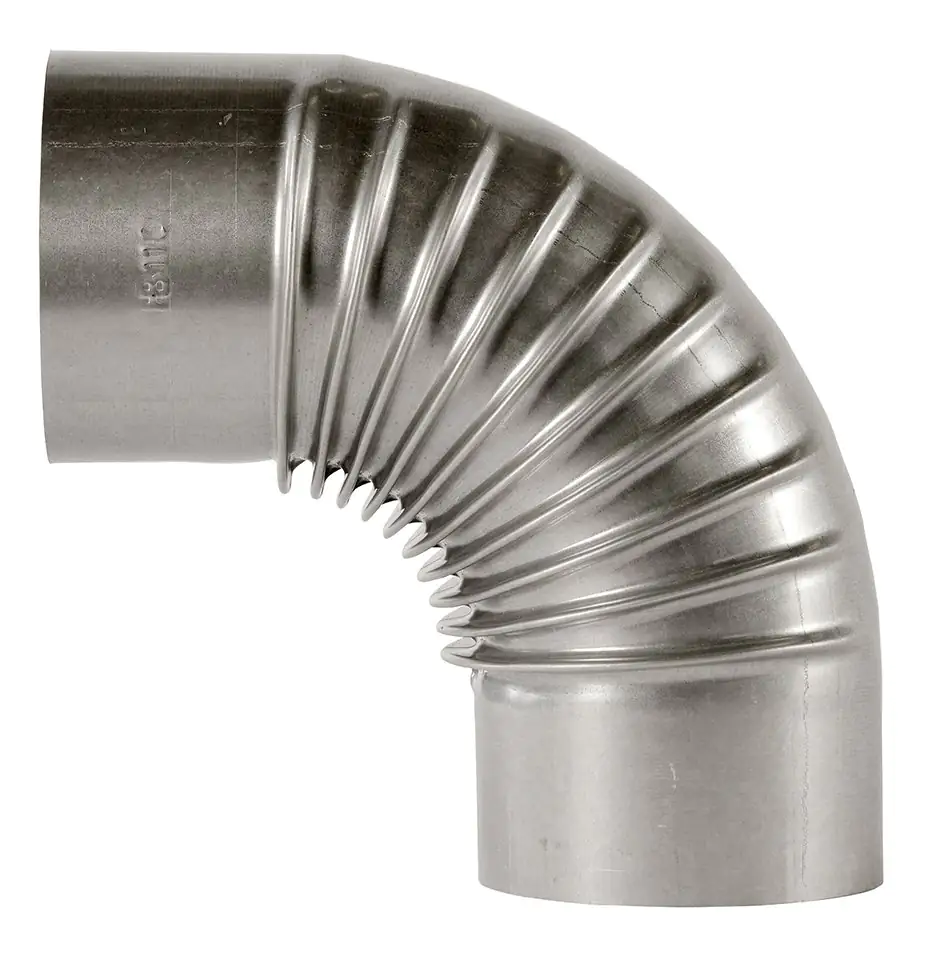 FireFix Ofenrohrbogen 90°, Ø 120 mm, feueraluminiert, gerippt