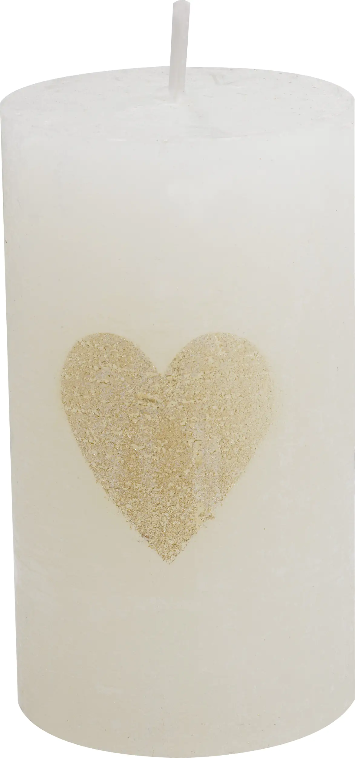 House of Rustic Kerze champagner mit gold Herz Ø 6,8 x 12 cm