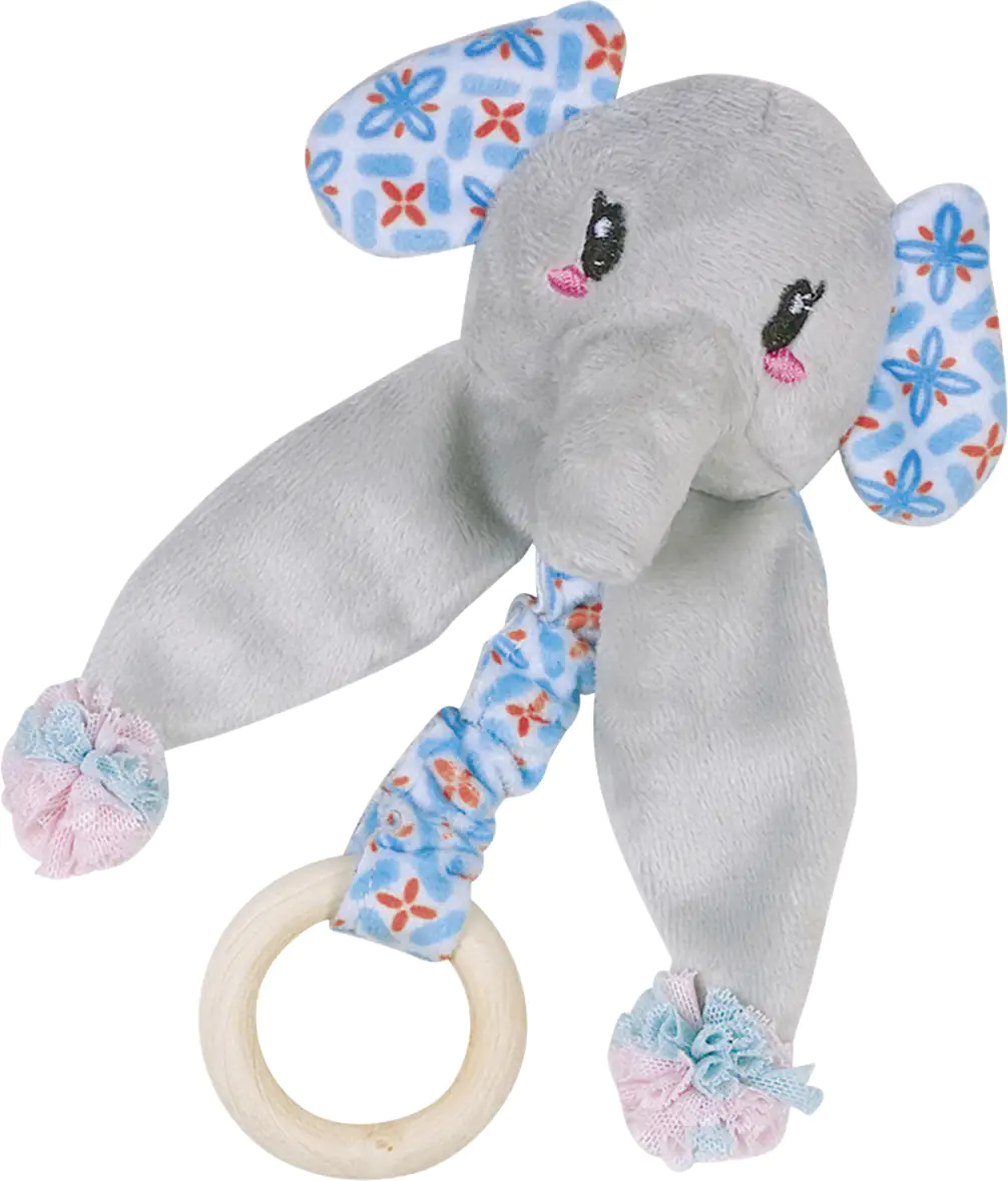 Nobby Katzenspielzeug Elefant mit Holzring blau 16 cm