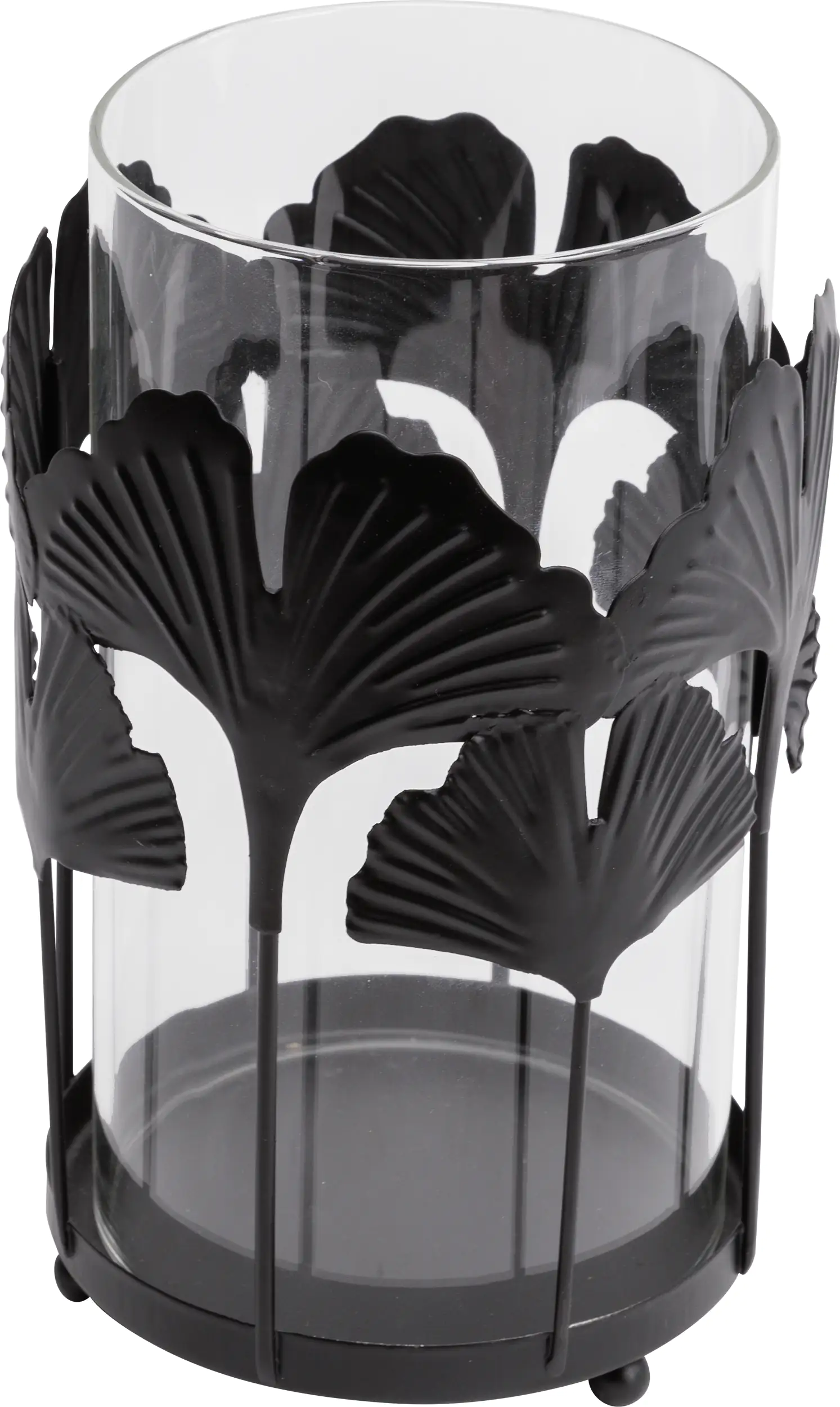 TrendLine Deko Windlicht Metall 16 cm schwarz Gingko