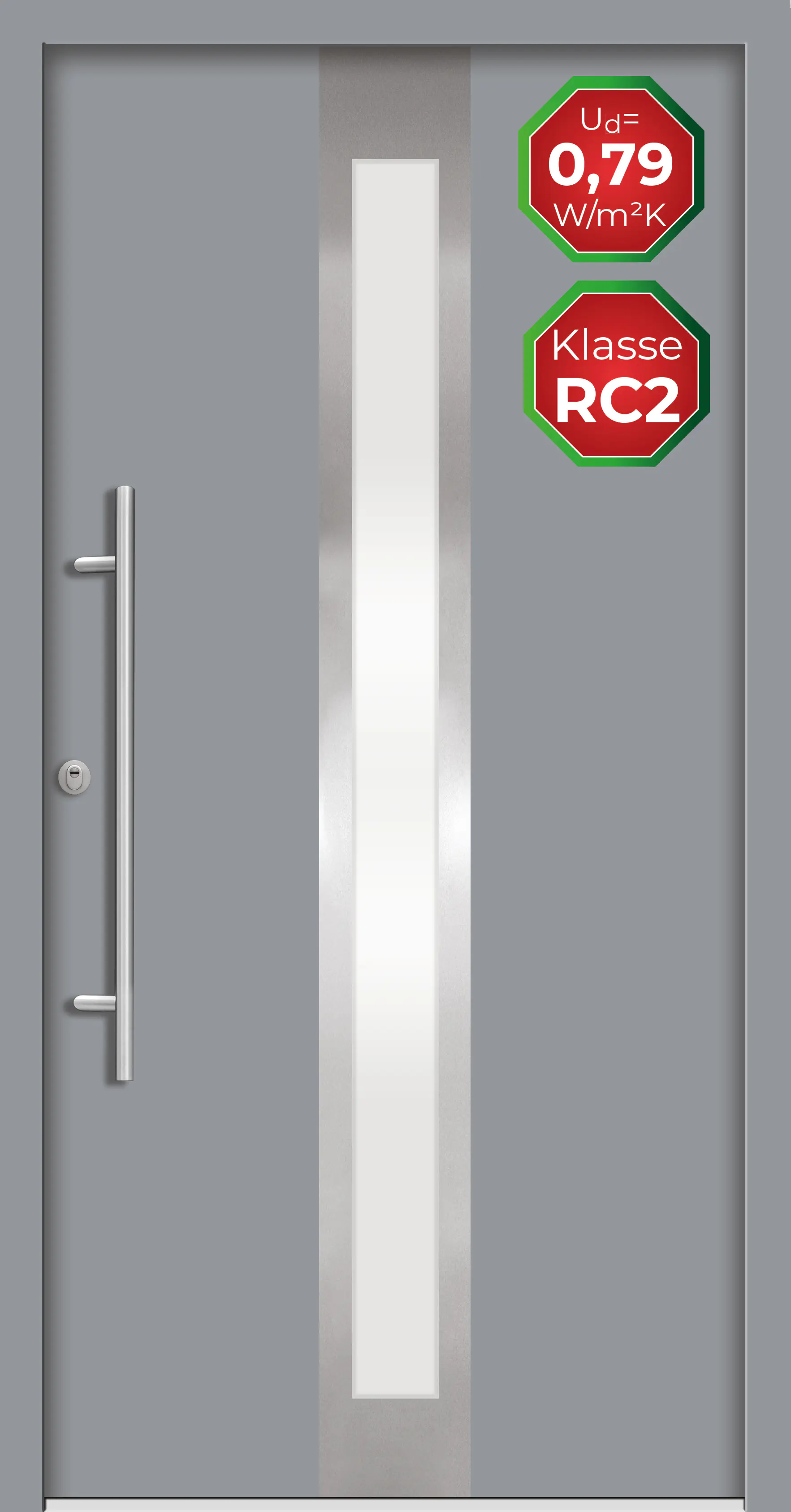 Splendoor Haustür Passivedoor Premium B01 RC2 Grau DIN Links 100 x 210 cm
