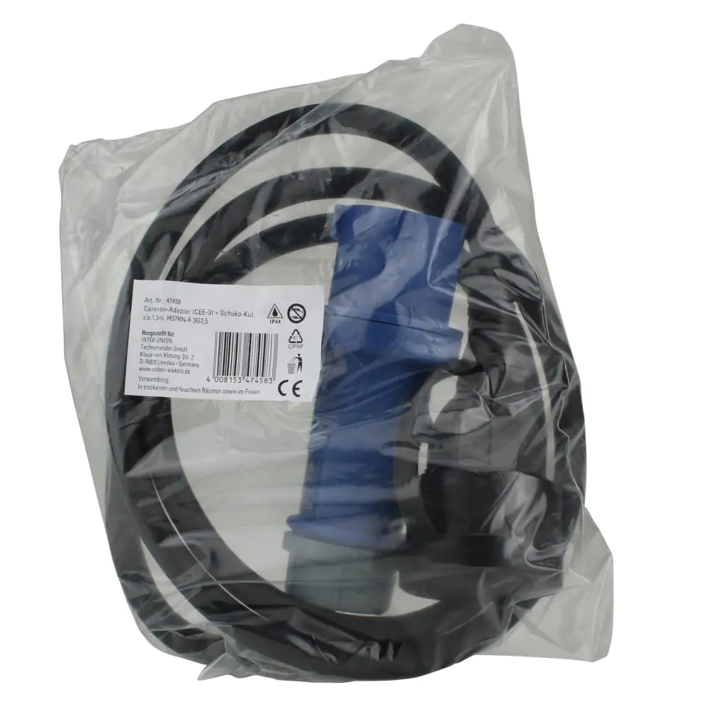 Caravan-CEE-Adapter 16A H07RN-F3G2,5 1,5m blau