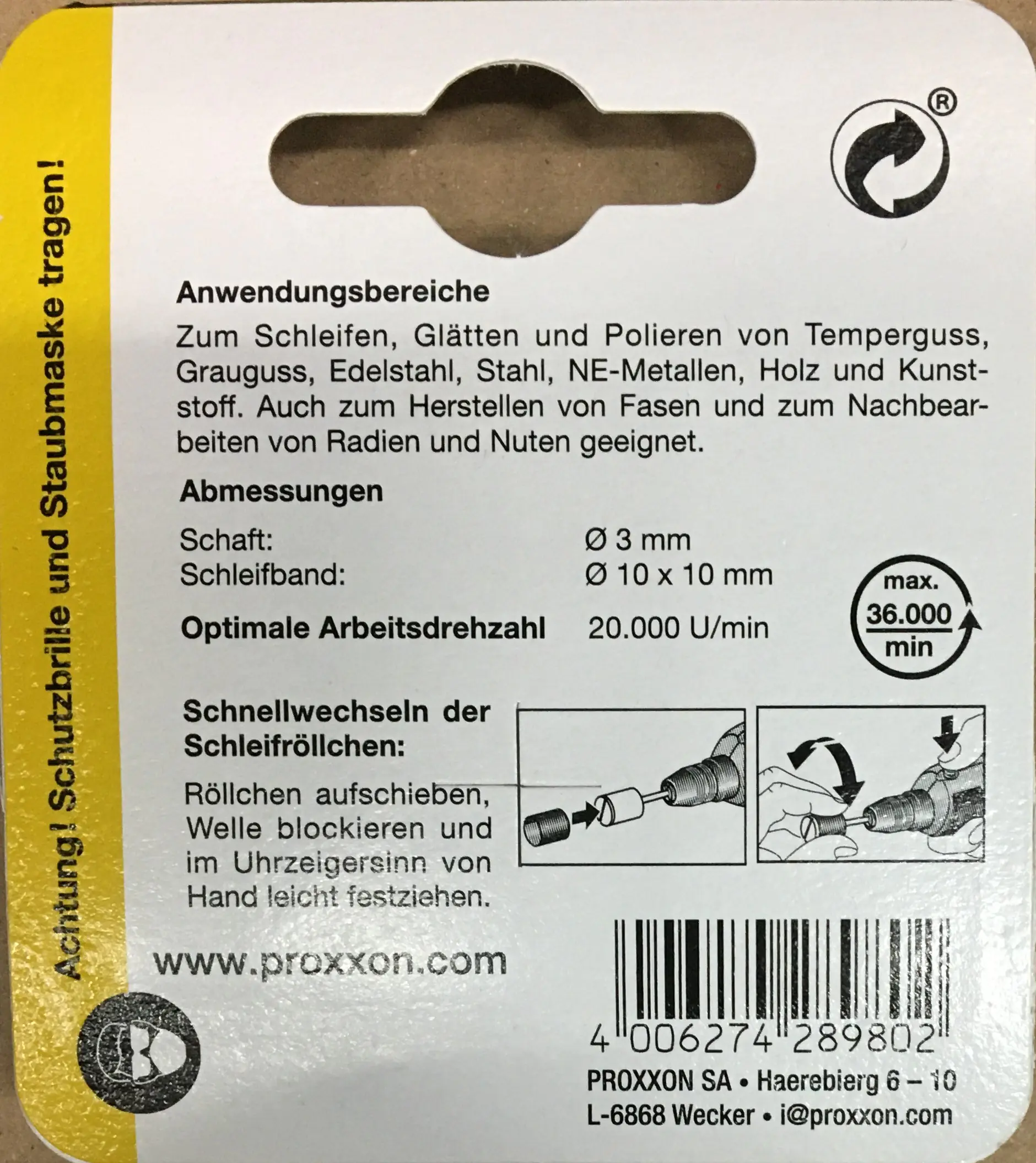 Proxxon Micromot Schleifzylinder 10 mm K150 mit 10 Schleifbändern Proxxon Micromot Schleifzylinder 10 mm K150 mit 10 Schleifbändern