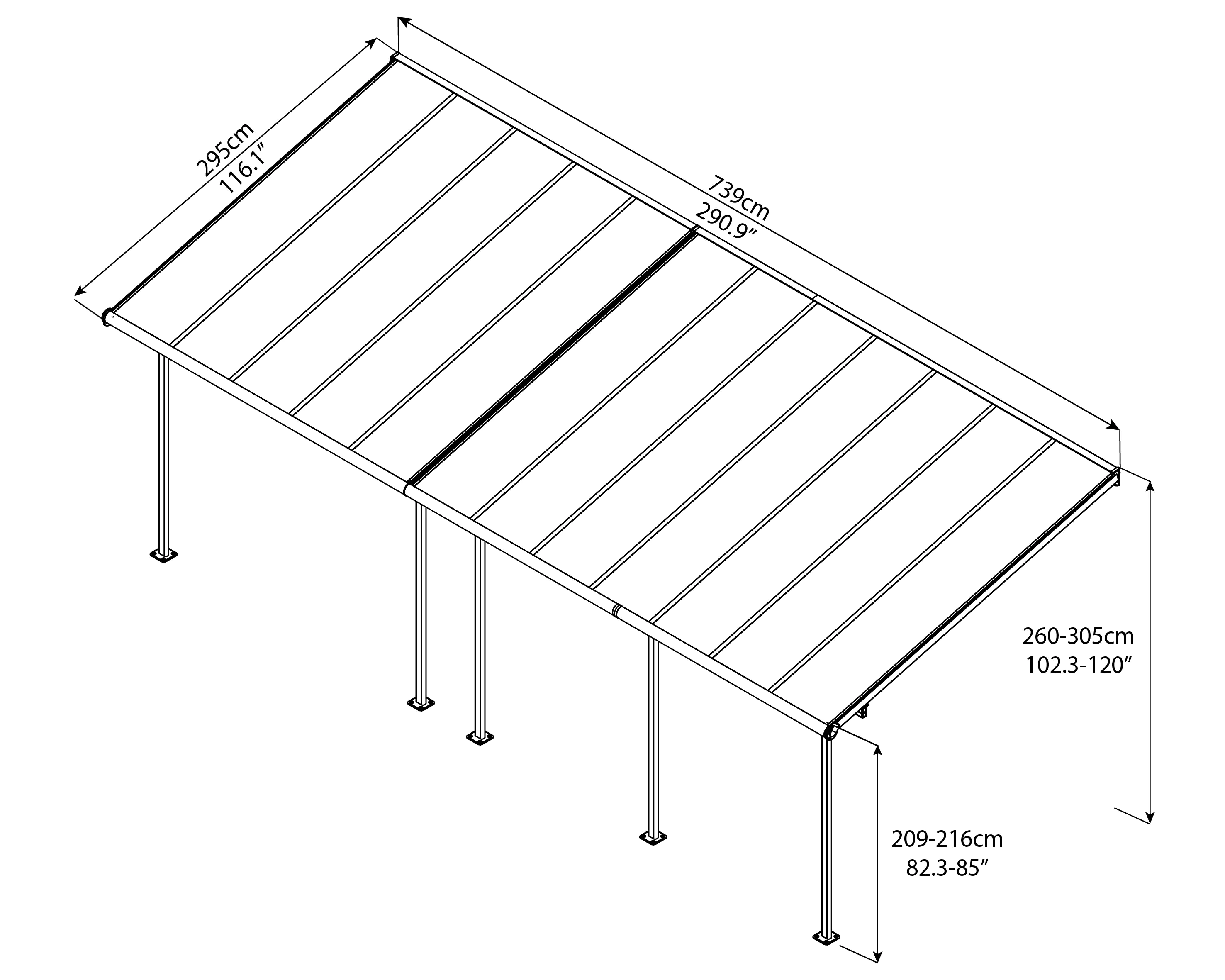 Canopia Terrassenüberdachung Capri 3x7.30