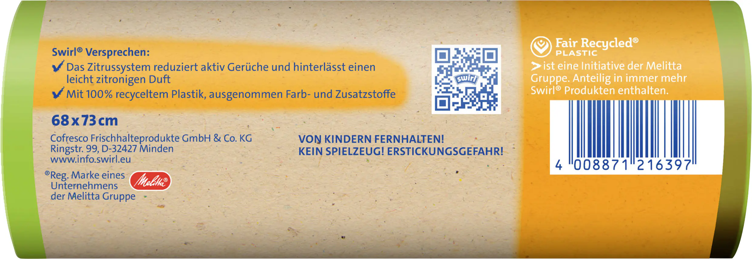 Swirl® Aktive Frische Müllbeutel 60 L Reißfest & Dicht Swirl® Aktive Frische Müllbeutel 60 L Reißfest & Dicht