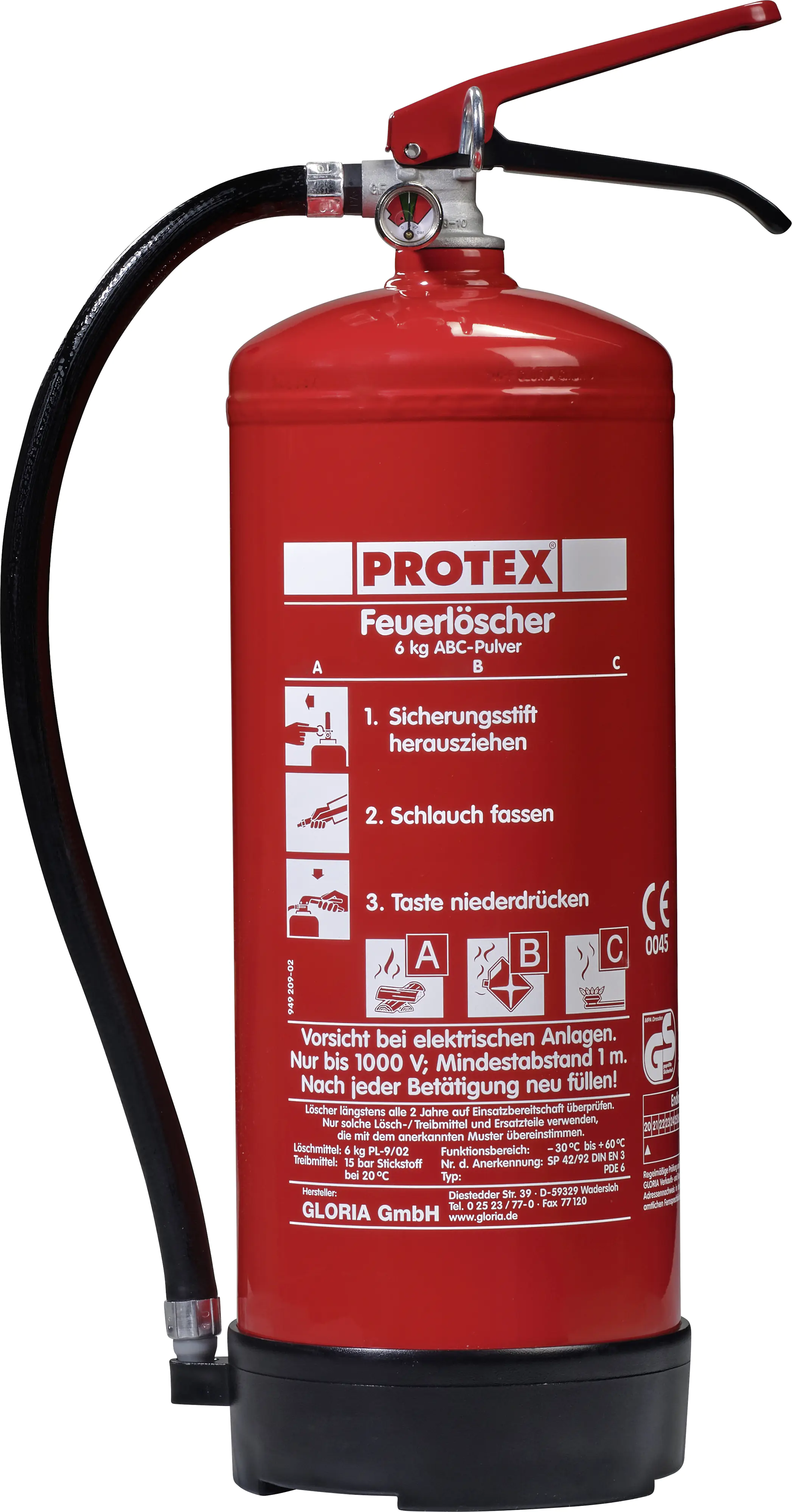 Protex Feuerlöscher PDE 6 GA Pulver Löschmittel Protex Feuerlöscher PDE 6 GA Pulver Löschmittel