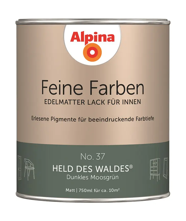 Alpina Feine Farben Lack No. 37 Held des Waldes - moosgrün 750 ml