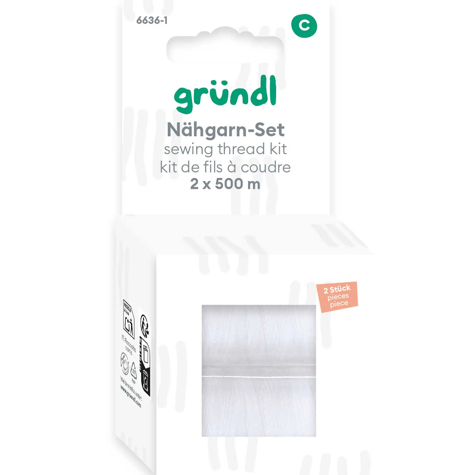 Gründl Nähgarn-Set weiß 2 x 500 m