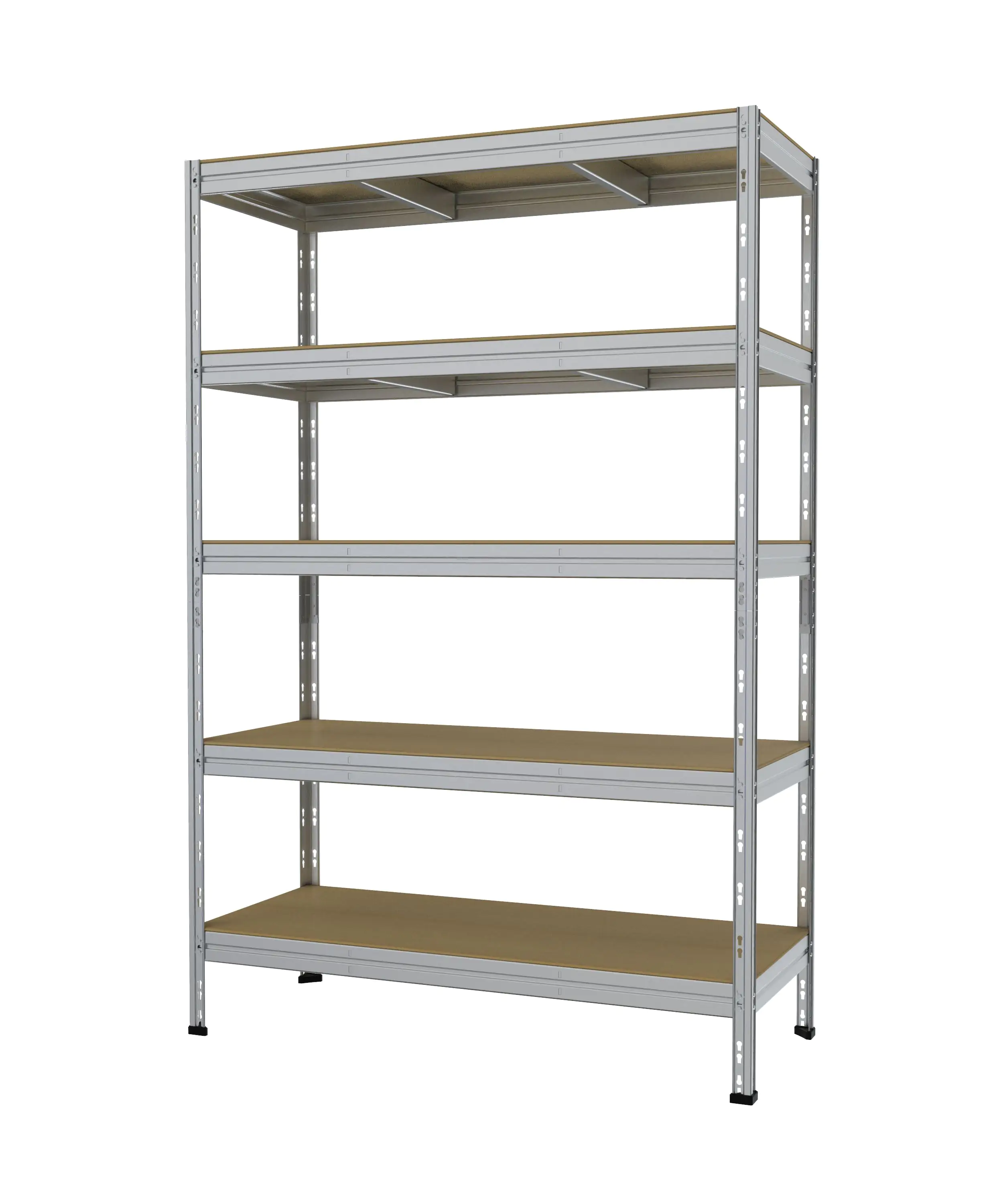 Metallsteckregal L 180 x 120 x 50 cm 5 Holzböden 875 kg, silber