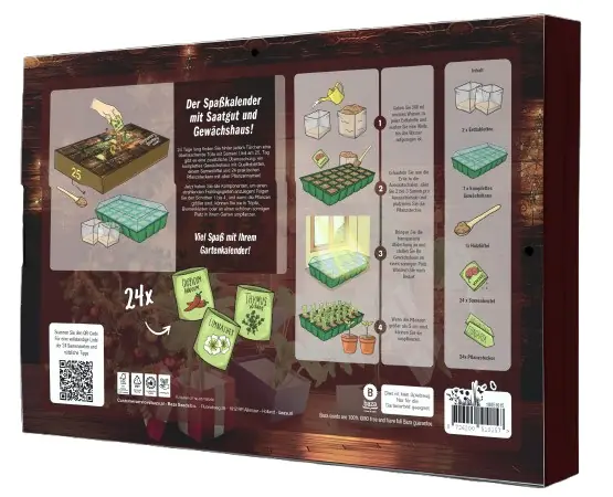 Saatgut Adventskalender Kamin mit komplettem Mini Gewächshaus Set Saatgut Adventskalender Kamin mit komplettem Mini Gewächshaus Set
