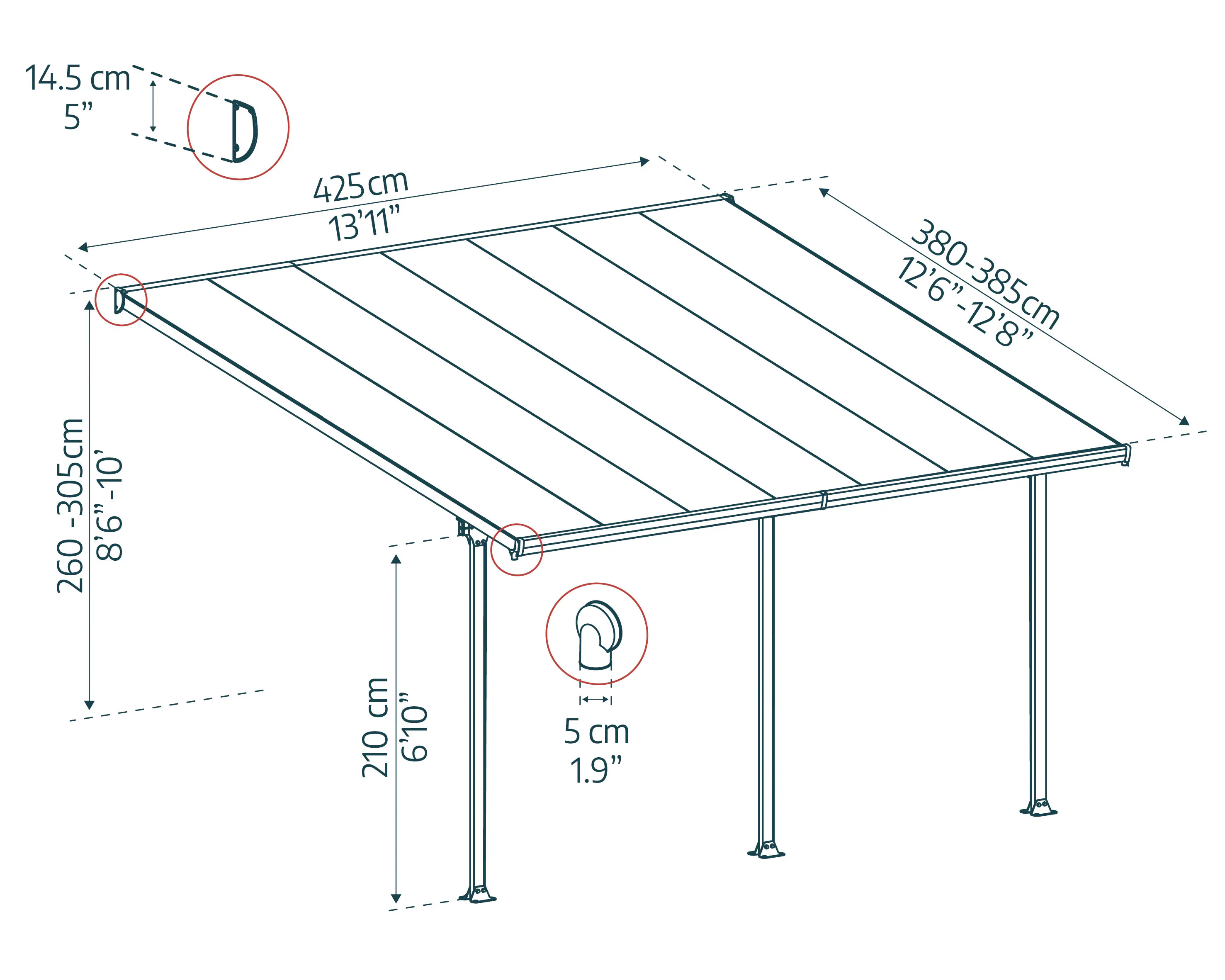 Canopia Terrassenüberdachung Feria 400 x 420 cm anthrazit