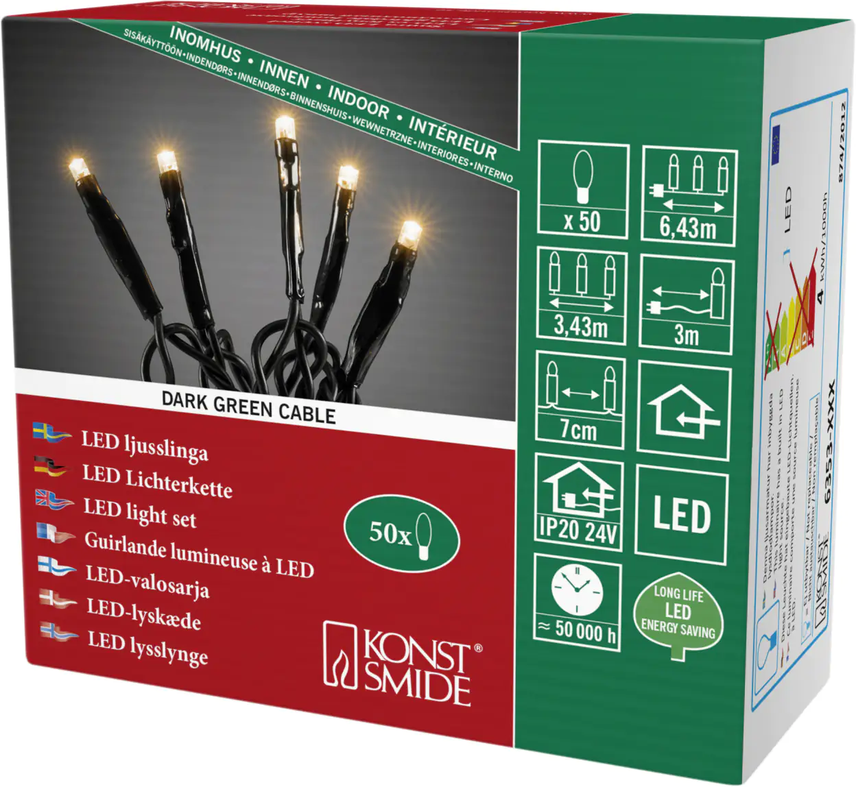 Konstsmide LED Microlichterkette 50 LED 50 LED, bernstein