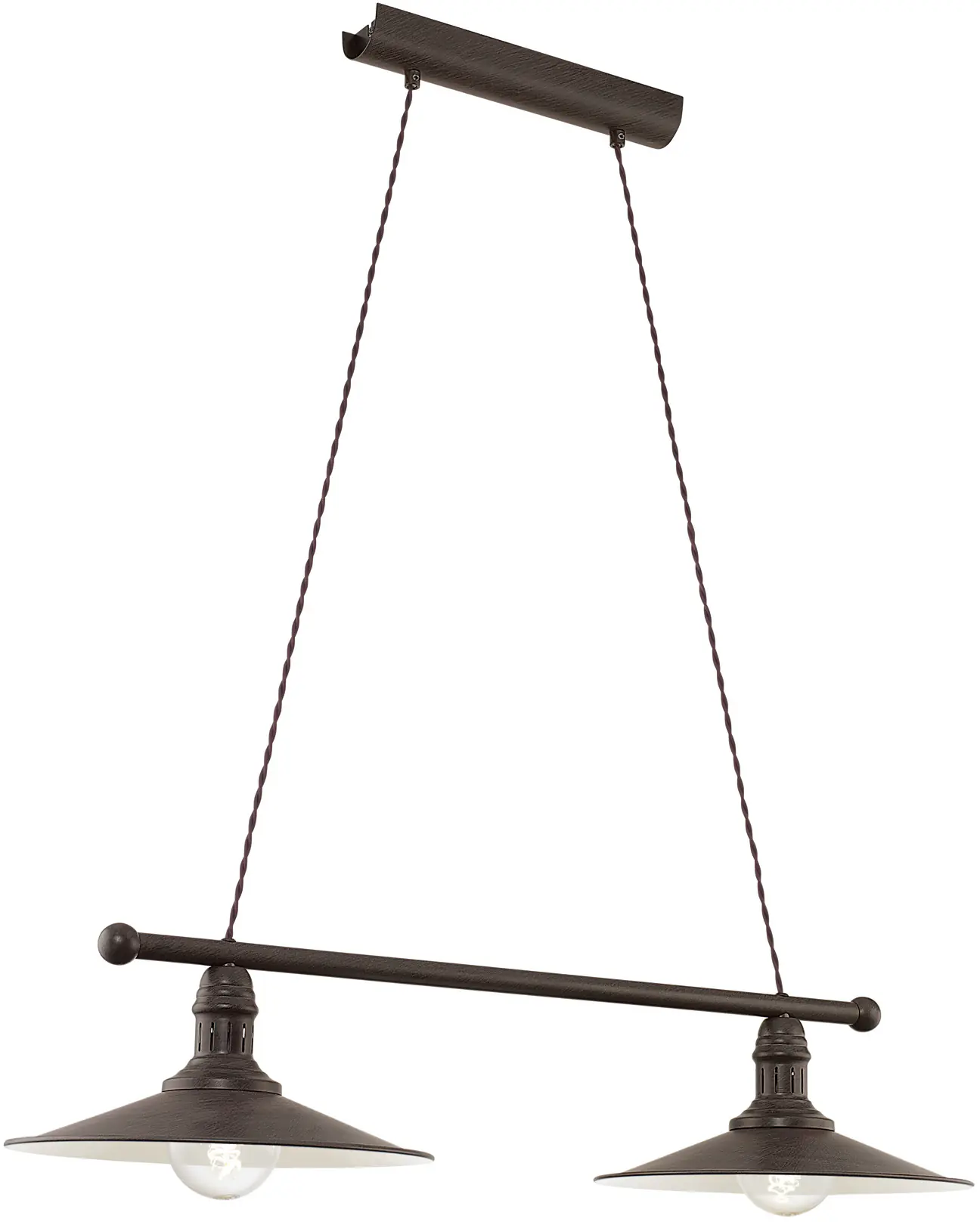 Eglo 2er Pendelleuchte Stockbury antik-braun 80 x 30 cm E27, max. 2 x 60 W