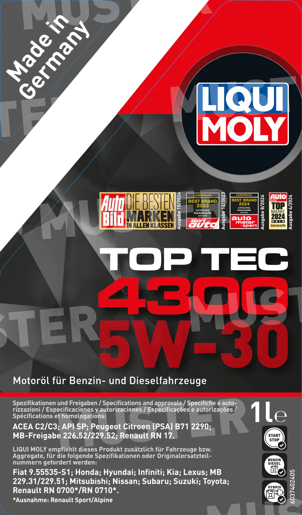 Liqui Moly Motoröl Top Tec 4300 SAE 5W-30 1 L Liqui Moly Motoröl Top Tec 4300 SAE 5W-30 1 L