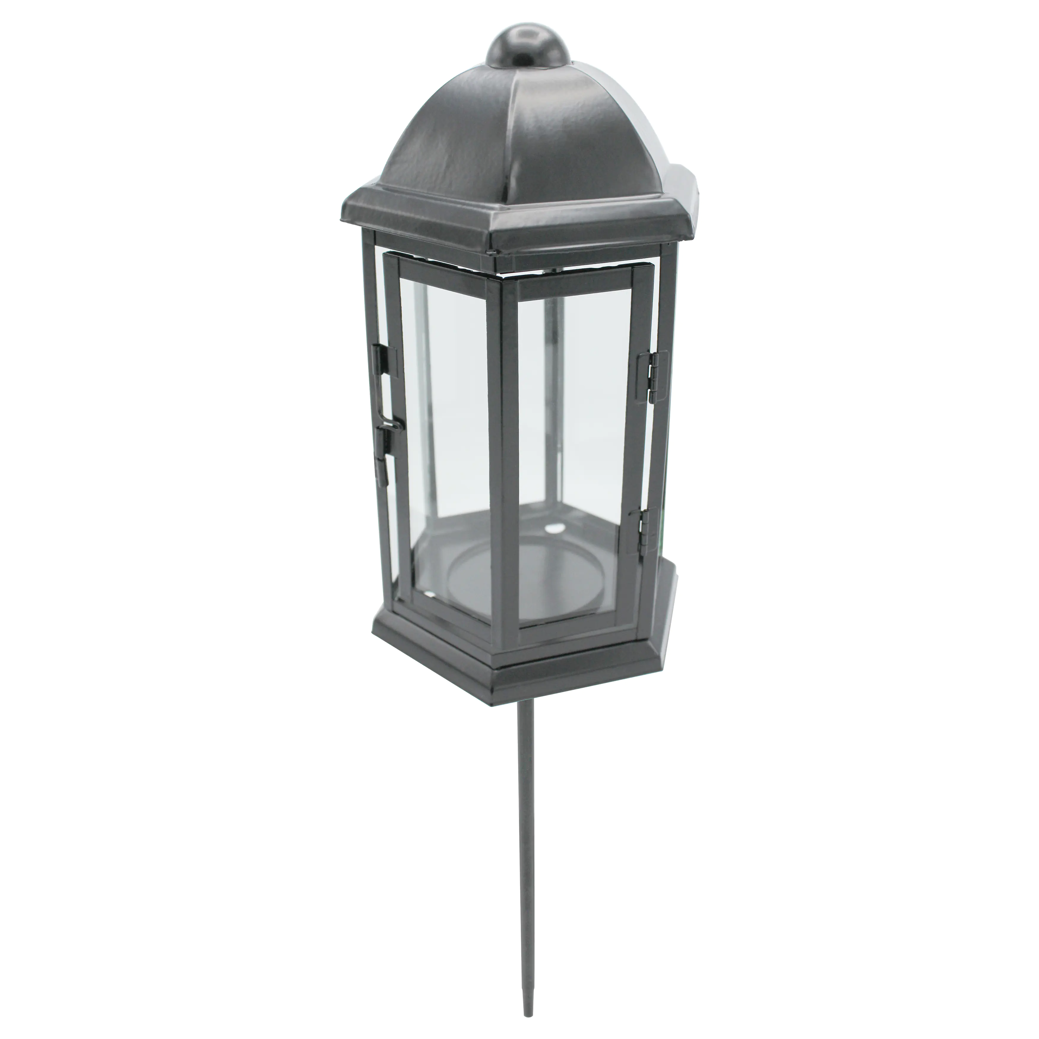 Grablaterne aus Stahlblech 23,5 cm schwarz mit Erdspieß Grablaterne aus Stahlblech 23,5 cm schwarz mit Erdspieß