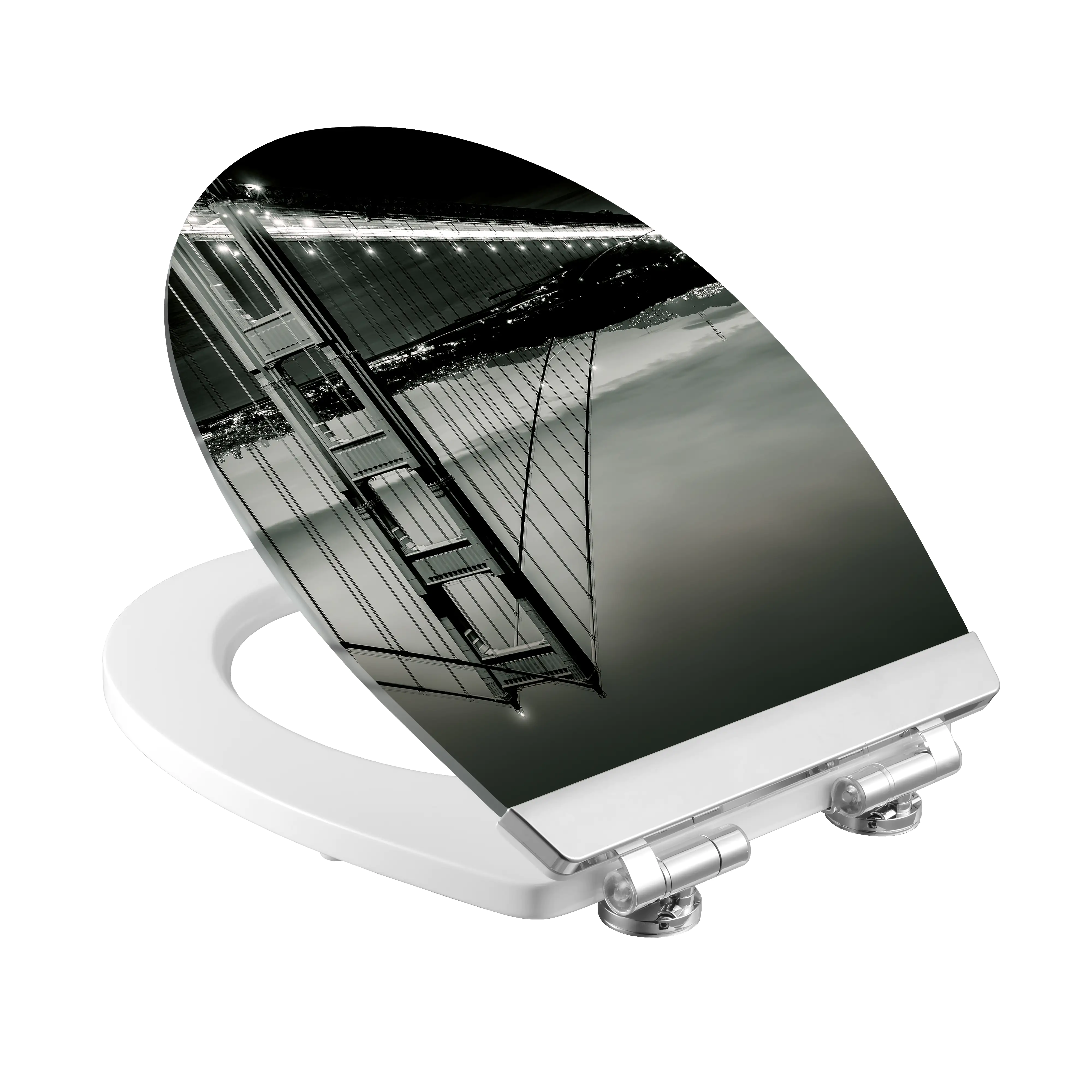 Primaster WC-Sitz mit Absenkautomatik Brücke weiß und Beleuchtung