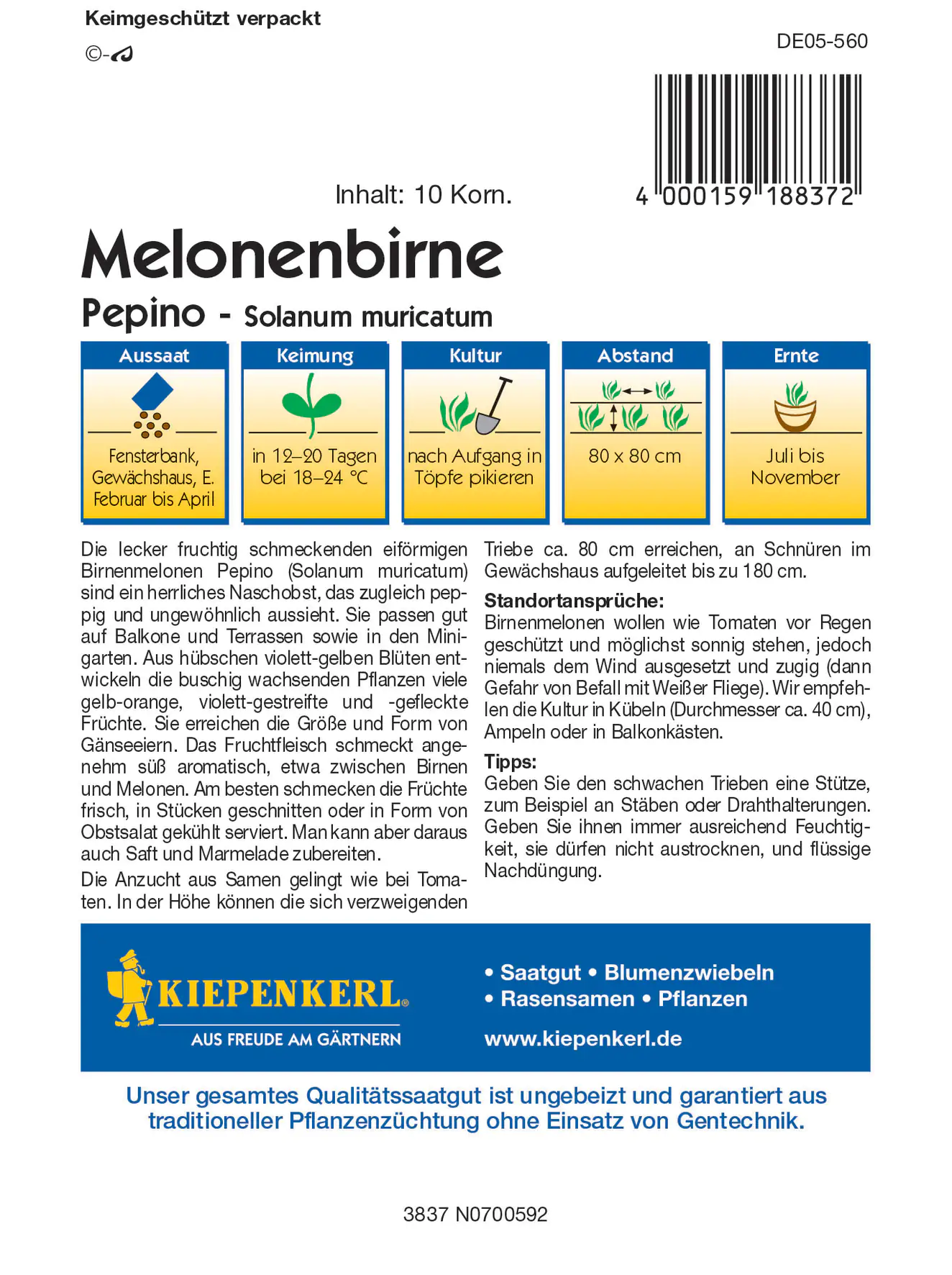 Kiepenkerl Melonenbirne Pepino