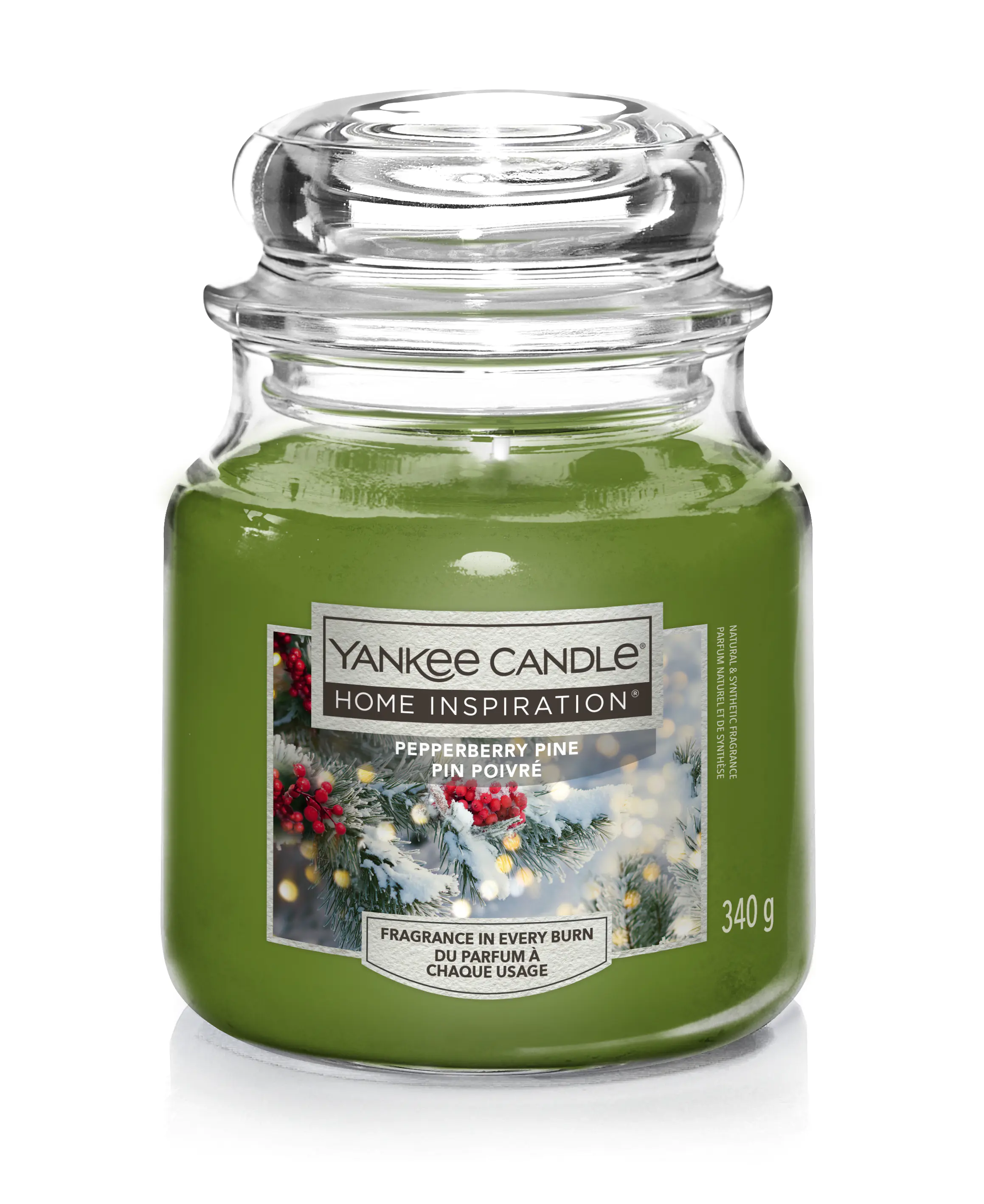 Yankee Candle Duftkerze Mittleres Glas Pepperberry Pine 340 g, grün