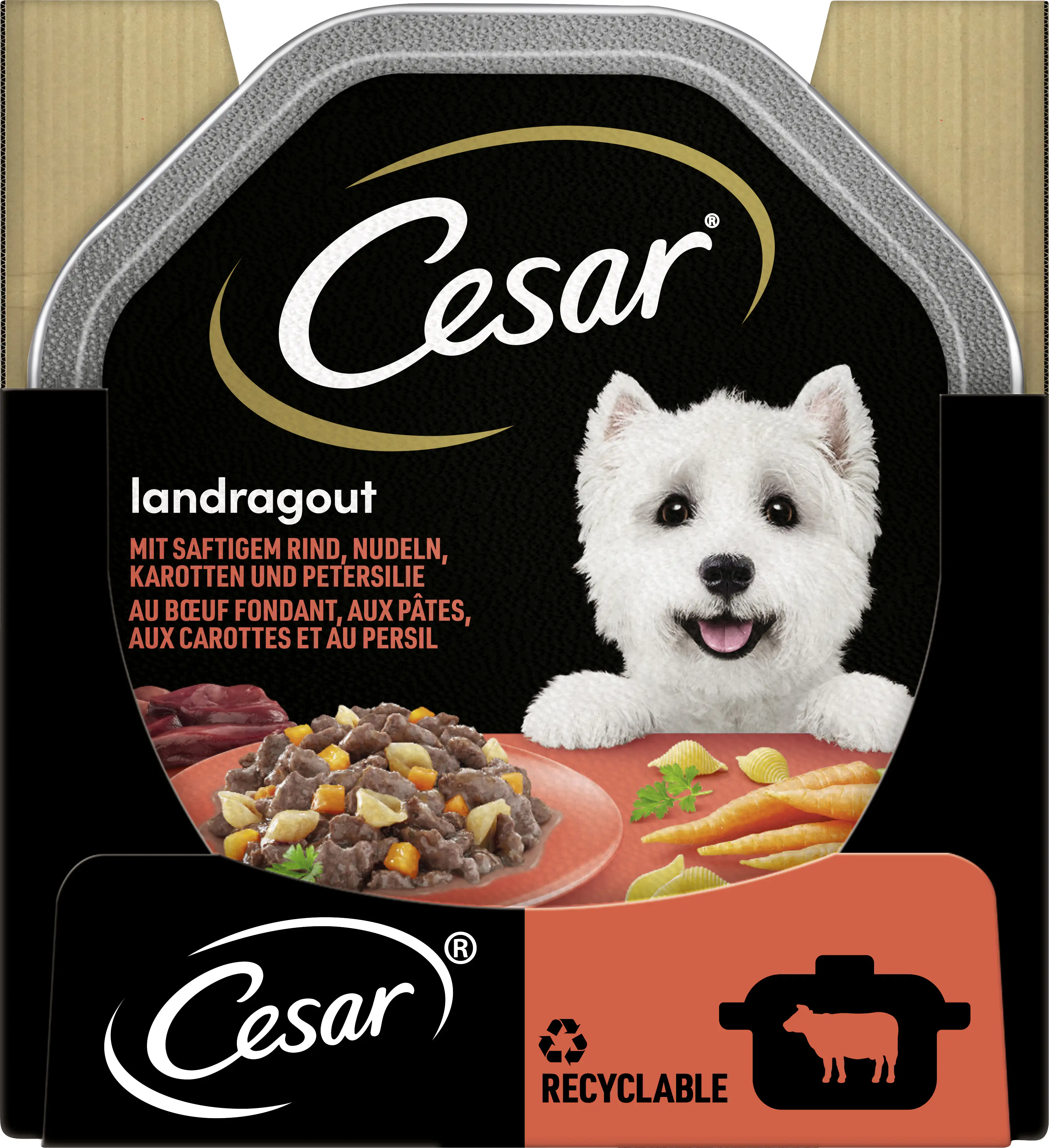 Cesar Landragout Adult mit Rind, Nudeln und Karotten 150 g
