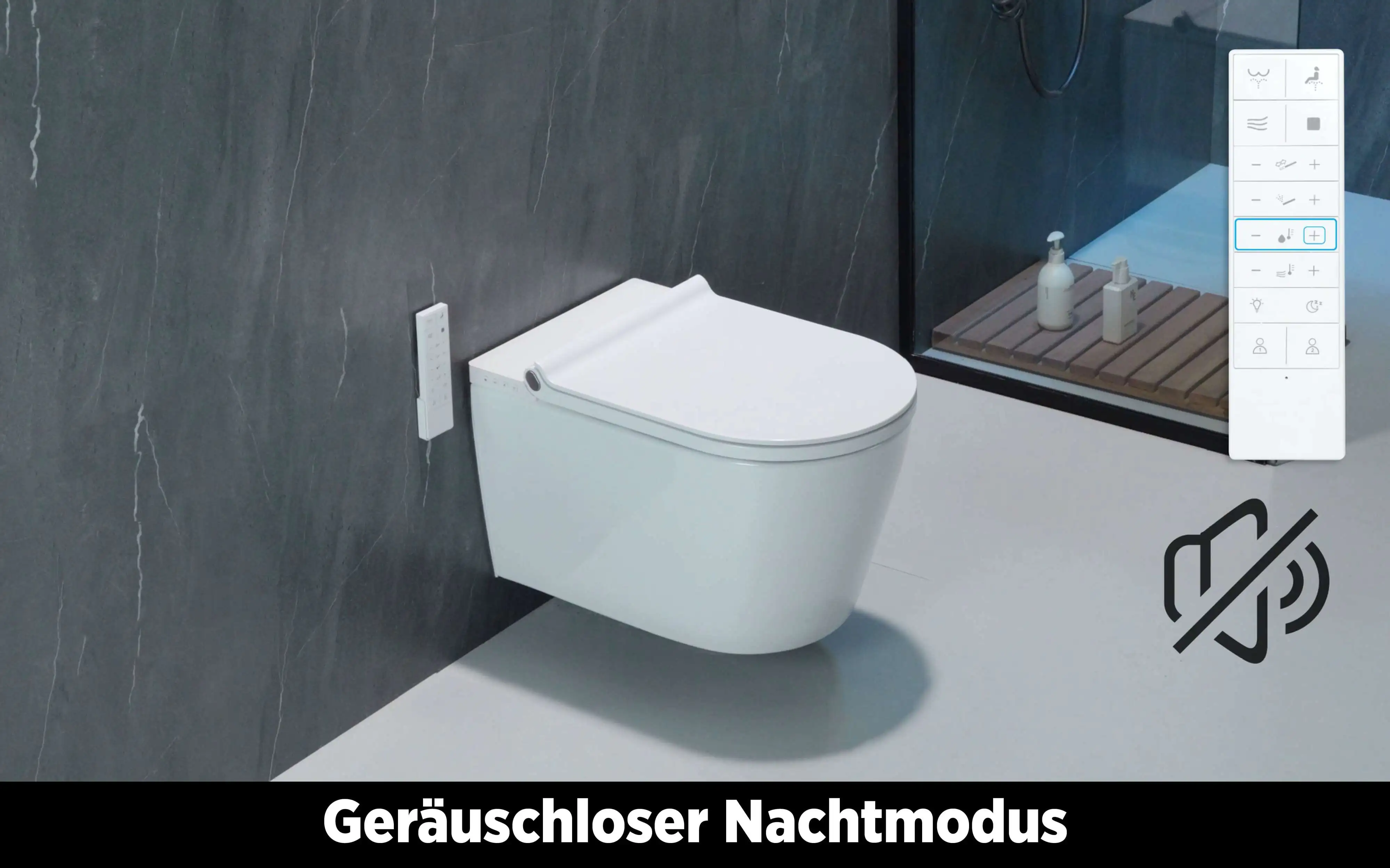 Adoomo Wand Dusch-WC spülrandlos Tiefspüler weiß inkl. WC Sitz