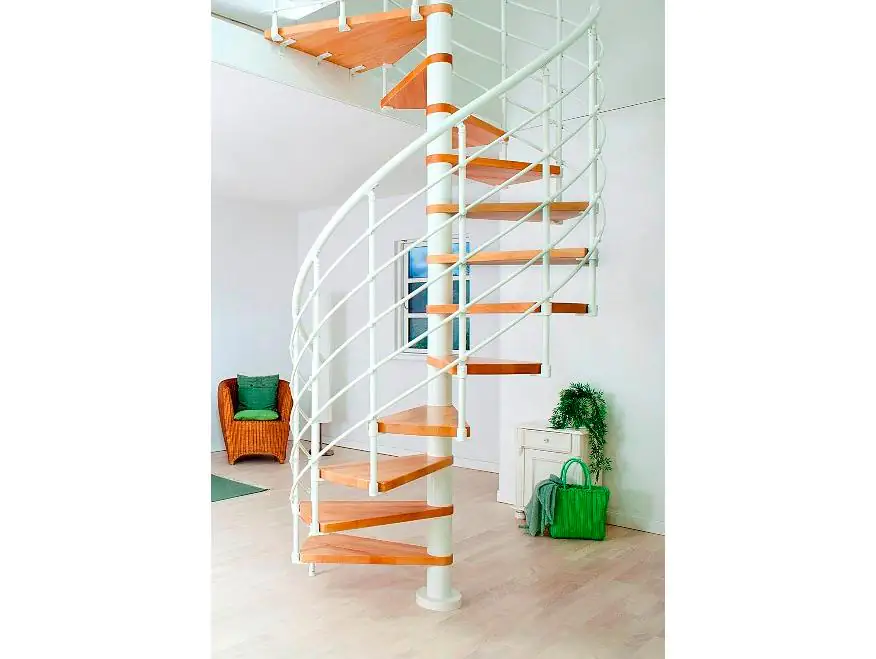 DOLLE Spindeltreppe Oslo Ø 140 cm, weiß, Buche Natur DOLLE Spindeltreppe Oslo Ø 140 cm, weiß, Buche Natur