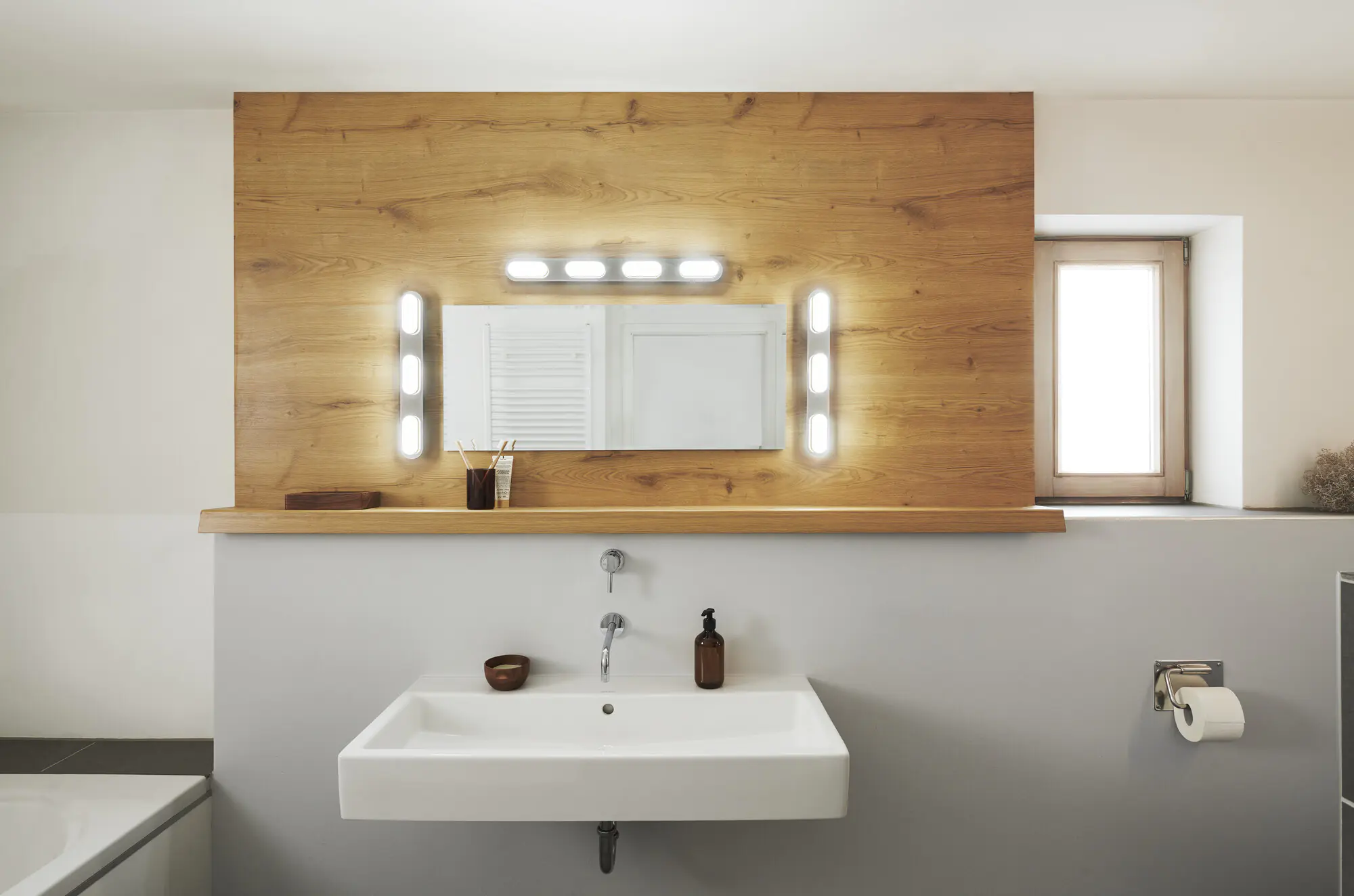 Ledvance Smart+ LED Badleuchte Orbis Duplo silber 57,5 x 6 cm 27 W dimmbar