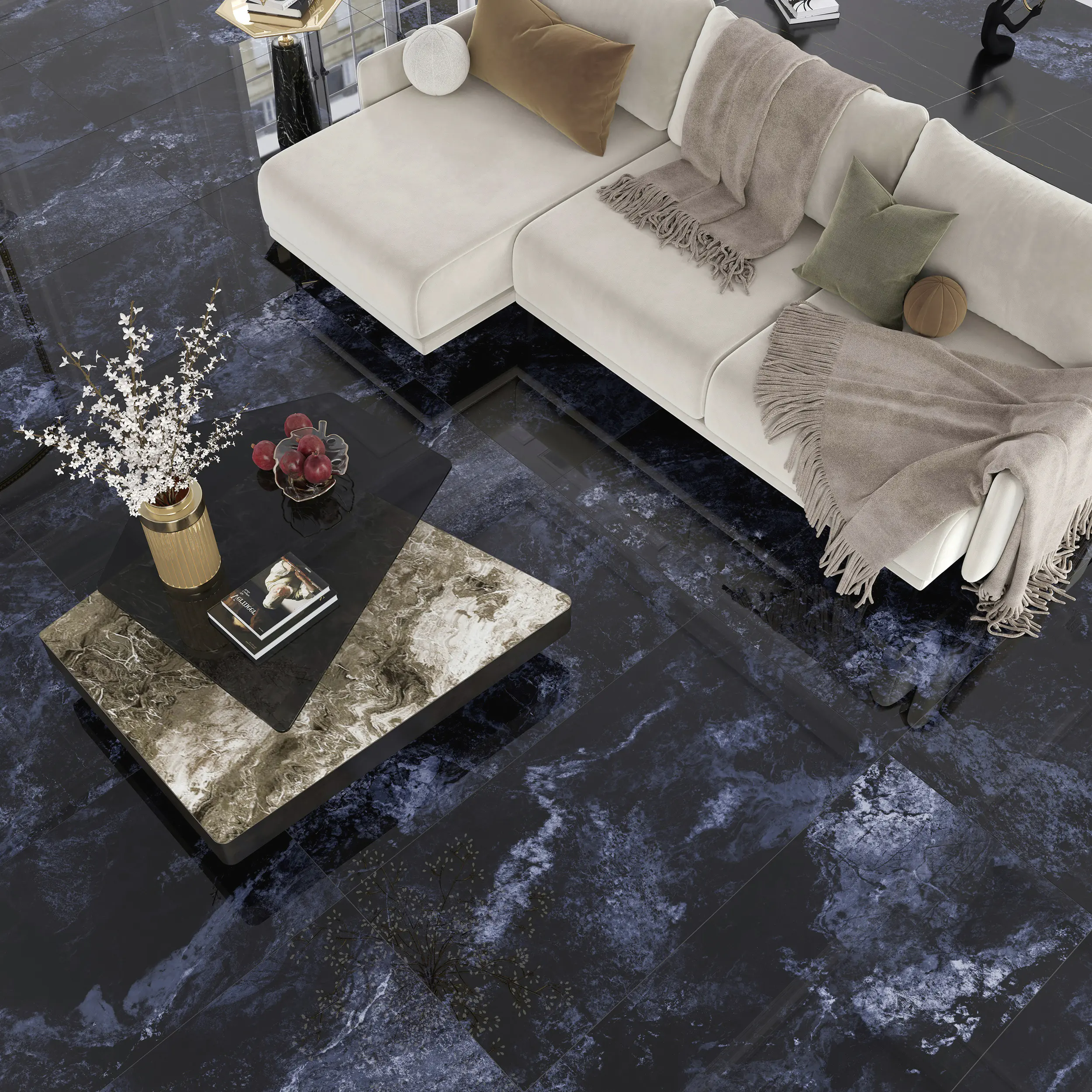 Bodenfliese Feinsteinzeug Ocean Blue 60 x 120 cm anthrazit Bodenfliese Feinsteinzeug Ocean Blue 60 x 120 cm anthrazit