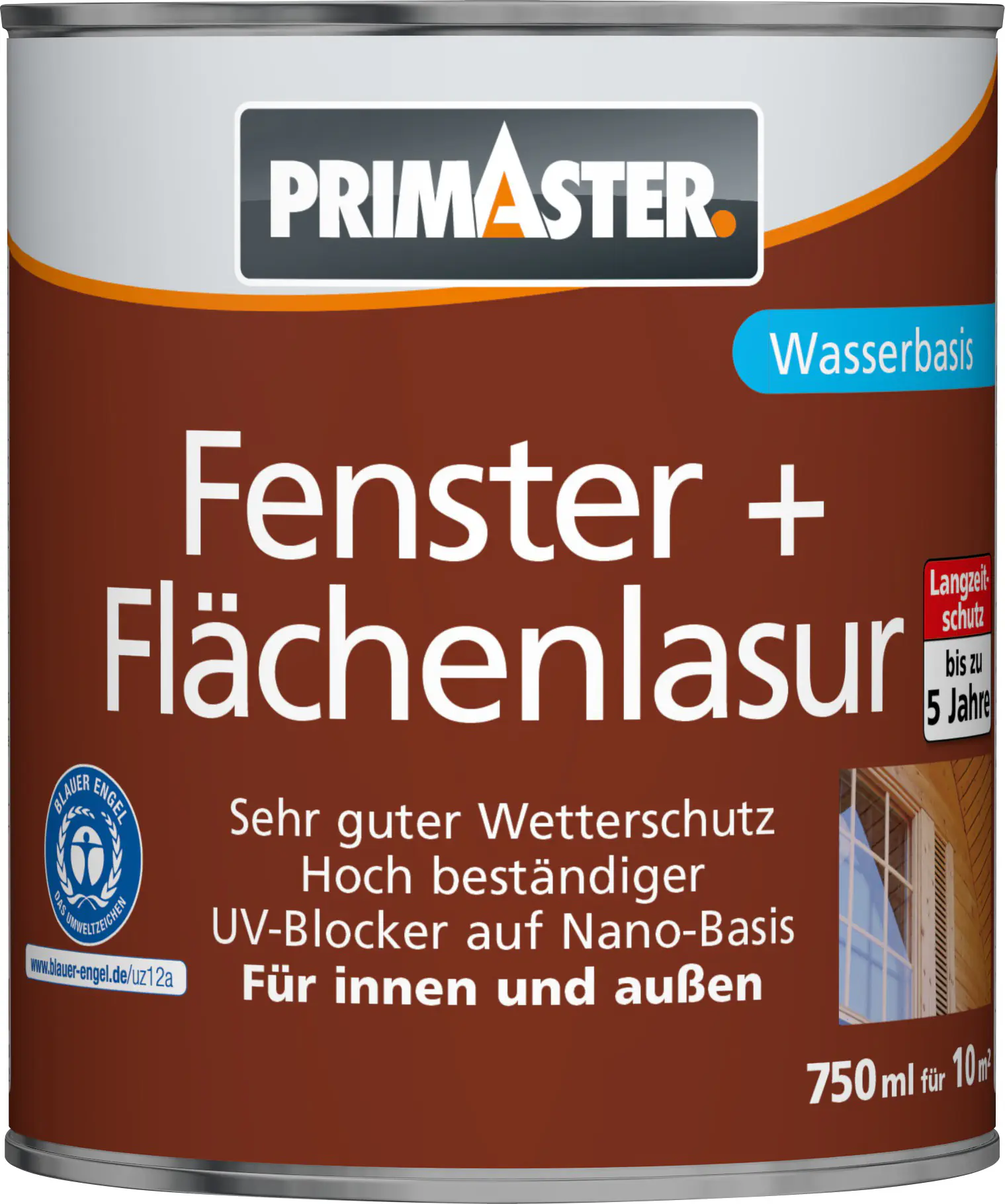 Primaster Fenster und Flächenlasur 750 ml mahagoni