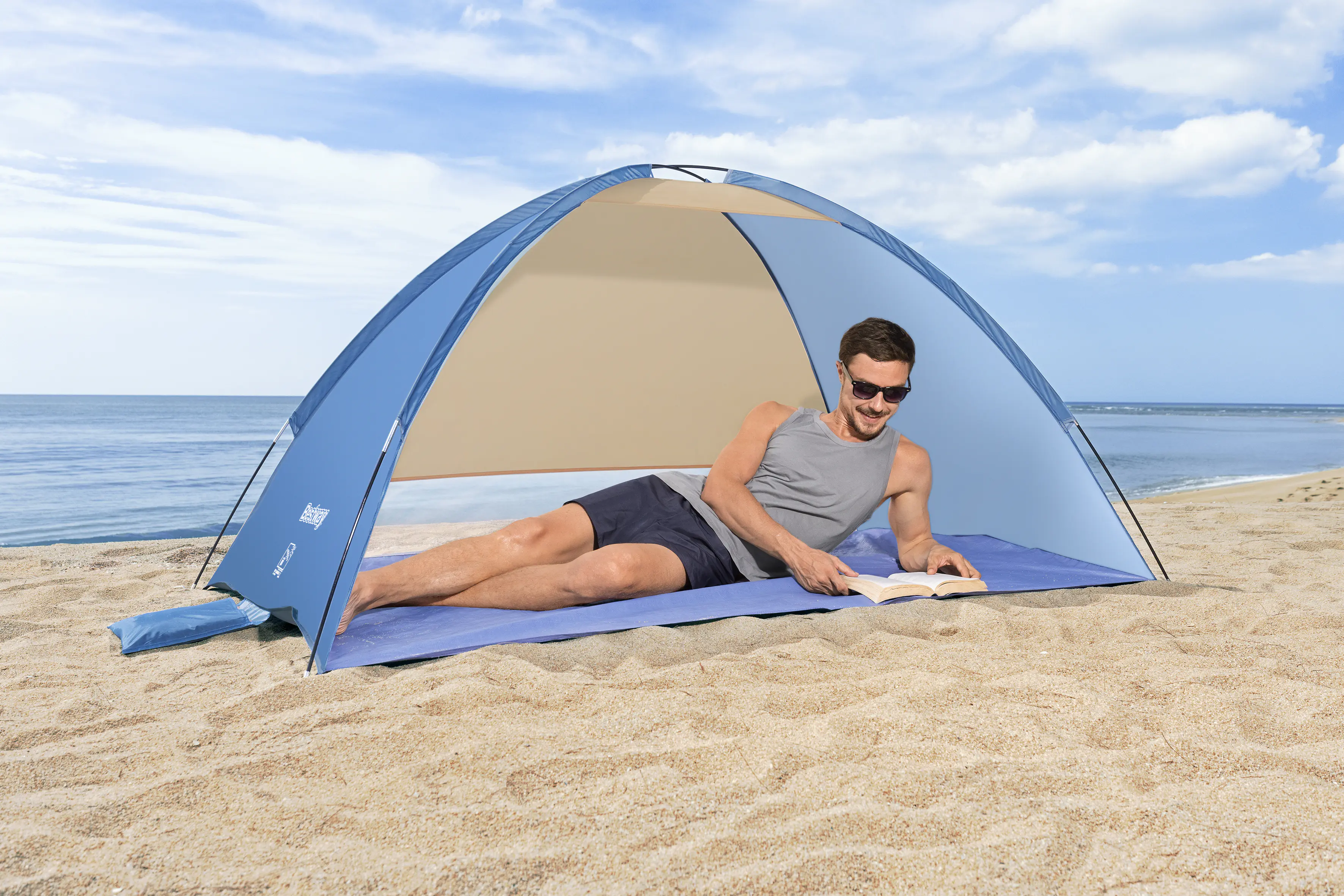 Bestway Zelt Strandmuschel Beach Ground 2 blau 200 x 120 x 95 cm Bestway Zelt Strandmuschel Beach Ground 2 blau 200 x 120 x 95 cm