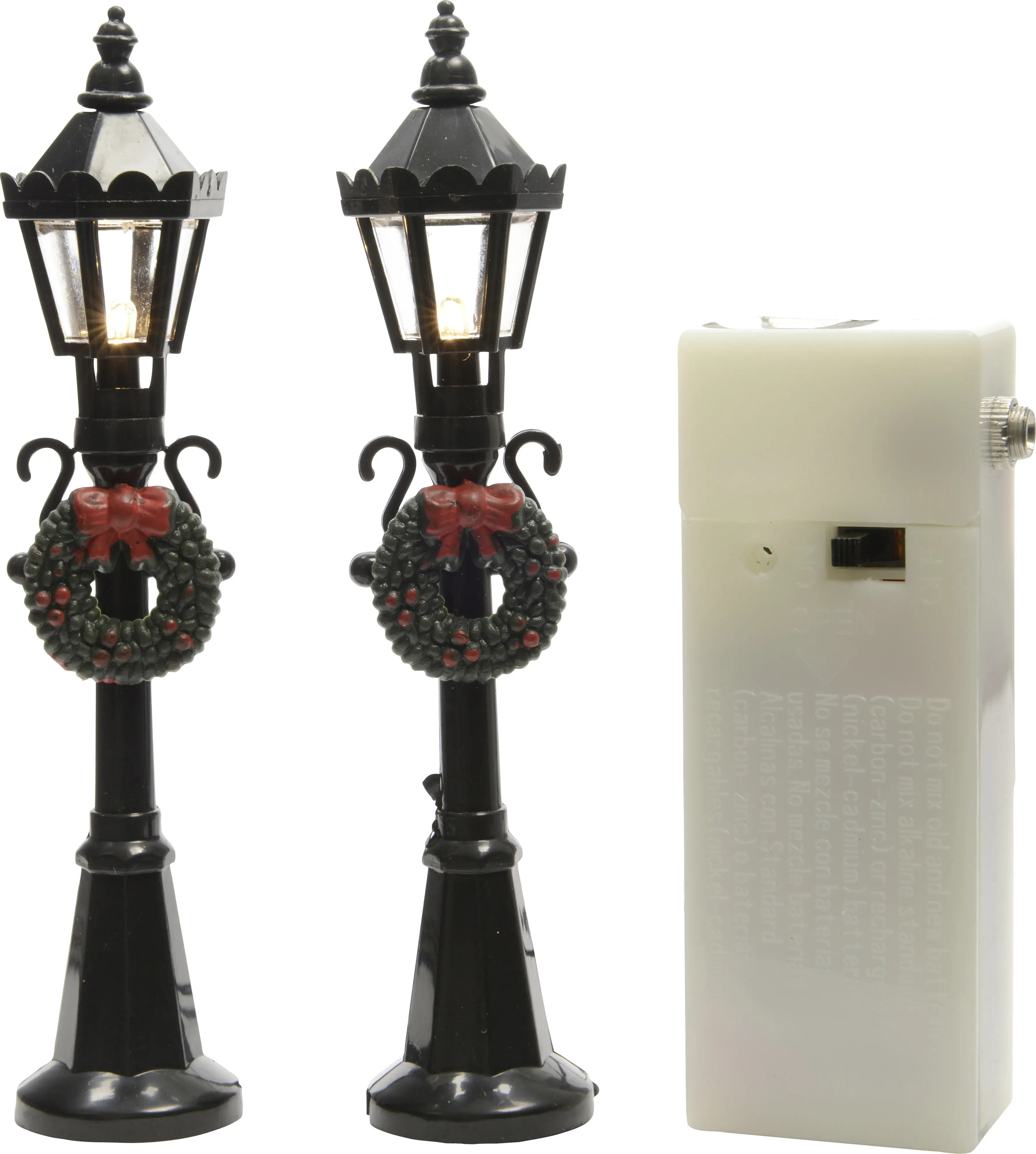Lumineo LED Laterne schwarz 2,5 x 12 cm klassisch warm - 2 Stück