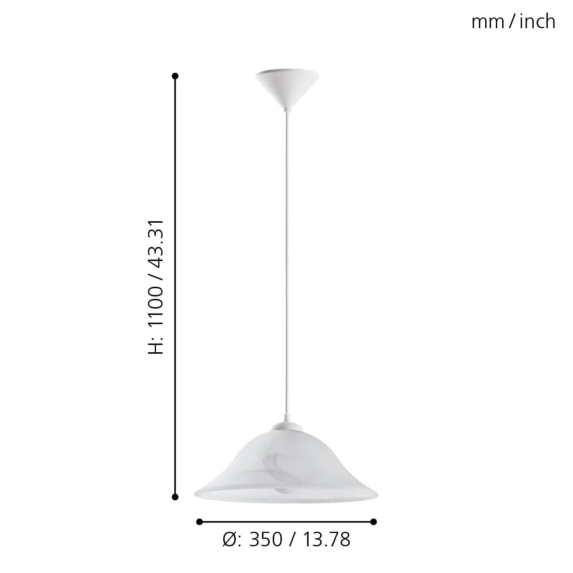 Eglo Pendelleuchte Albany weiß 35 x 110 cm E27 Eglo Pendelleuchte Albany weiß 35 x 110 cm E27