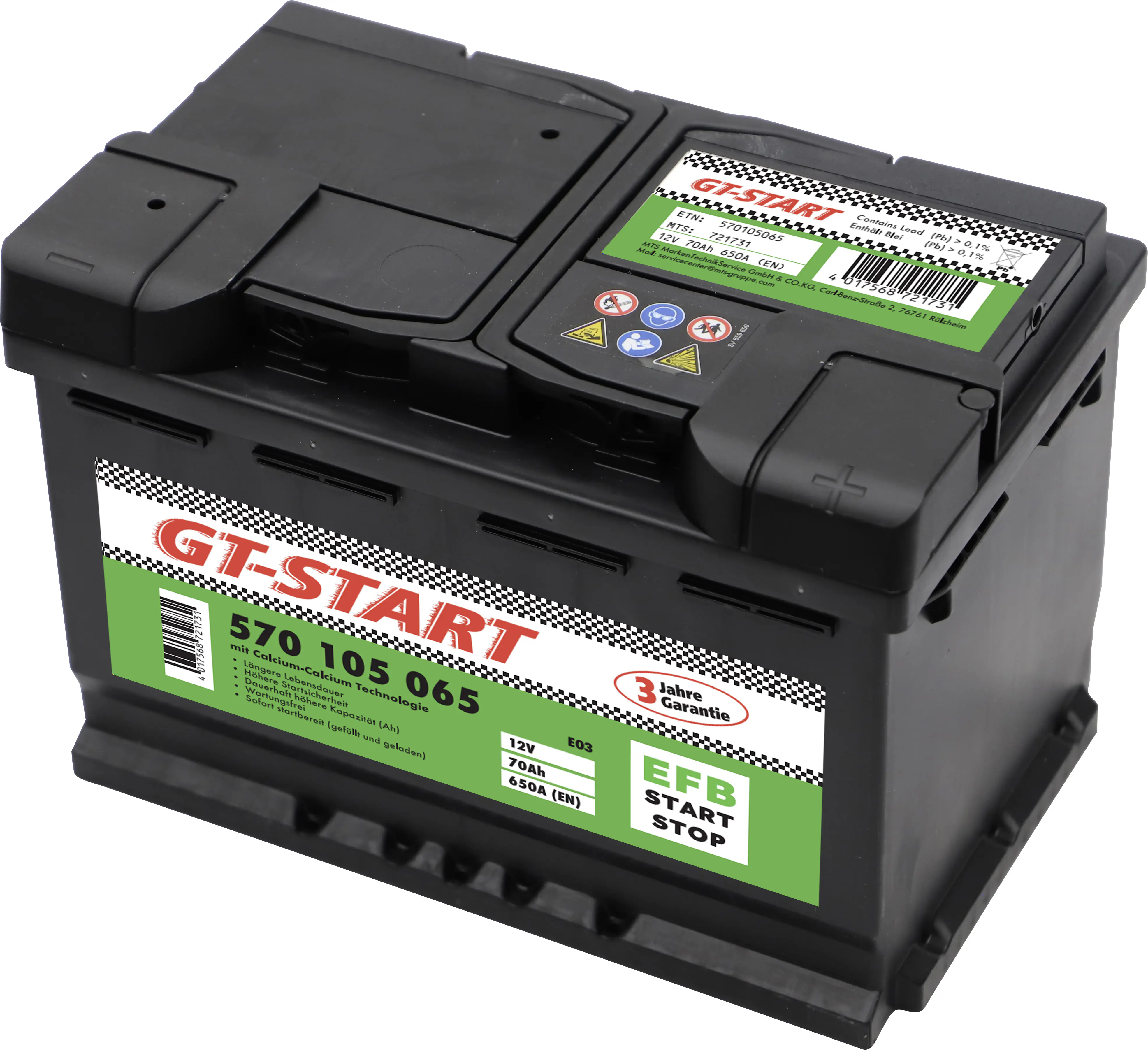 GT-Start Starterbatterie EFB 70Ah 650A 