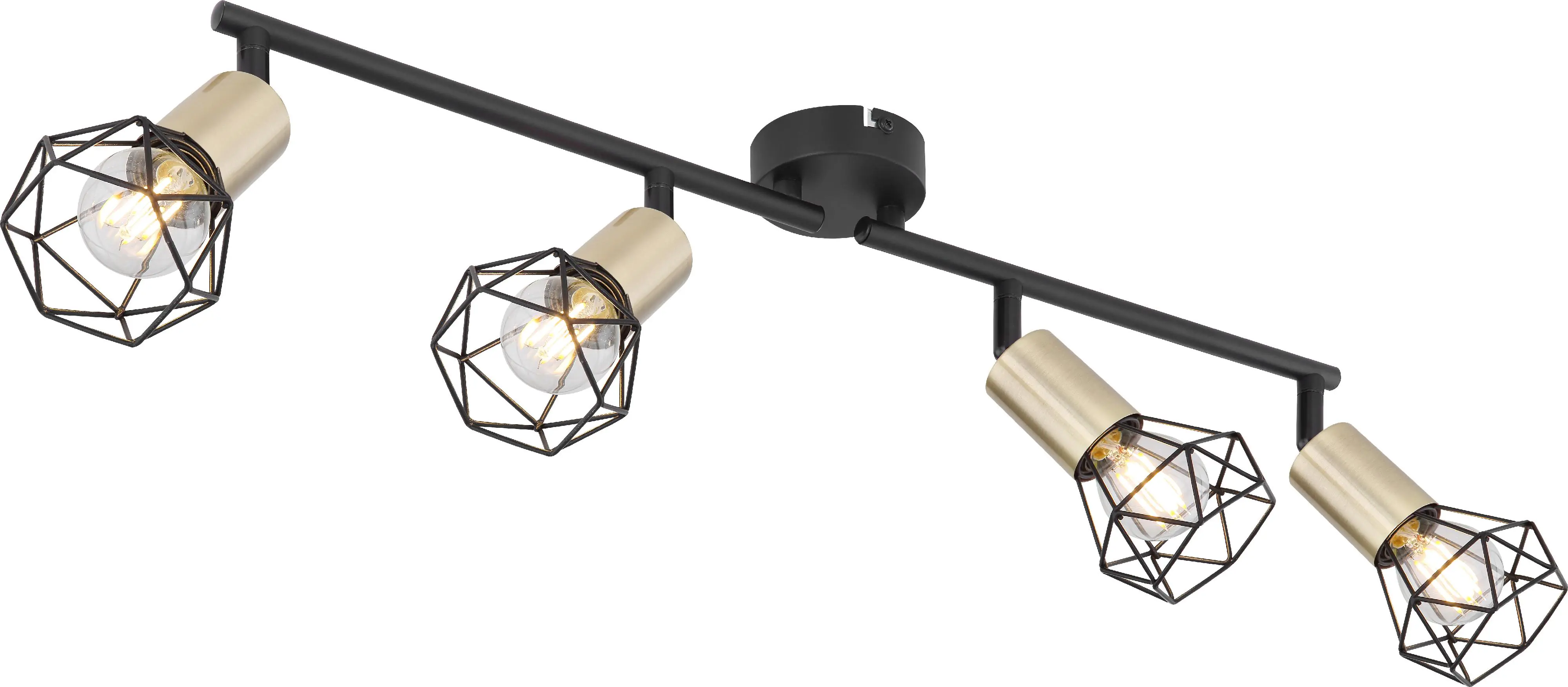 Globo 4er Spot Xara l schwarz-messing 60 x 8 cm E14, max.40 W