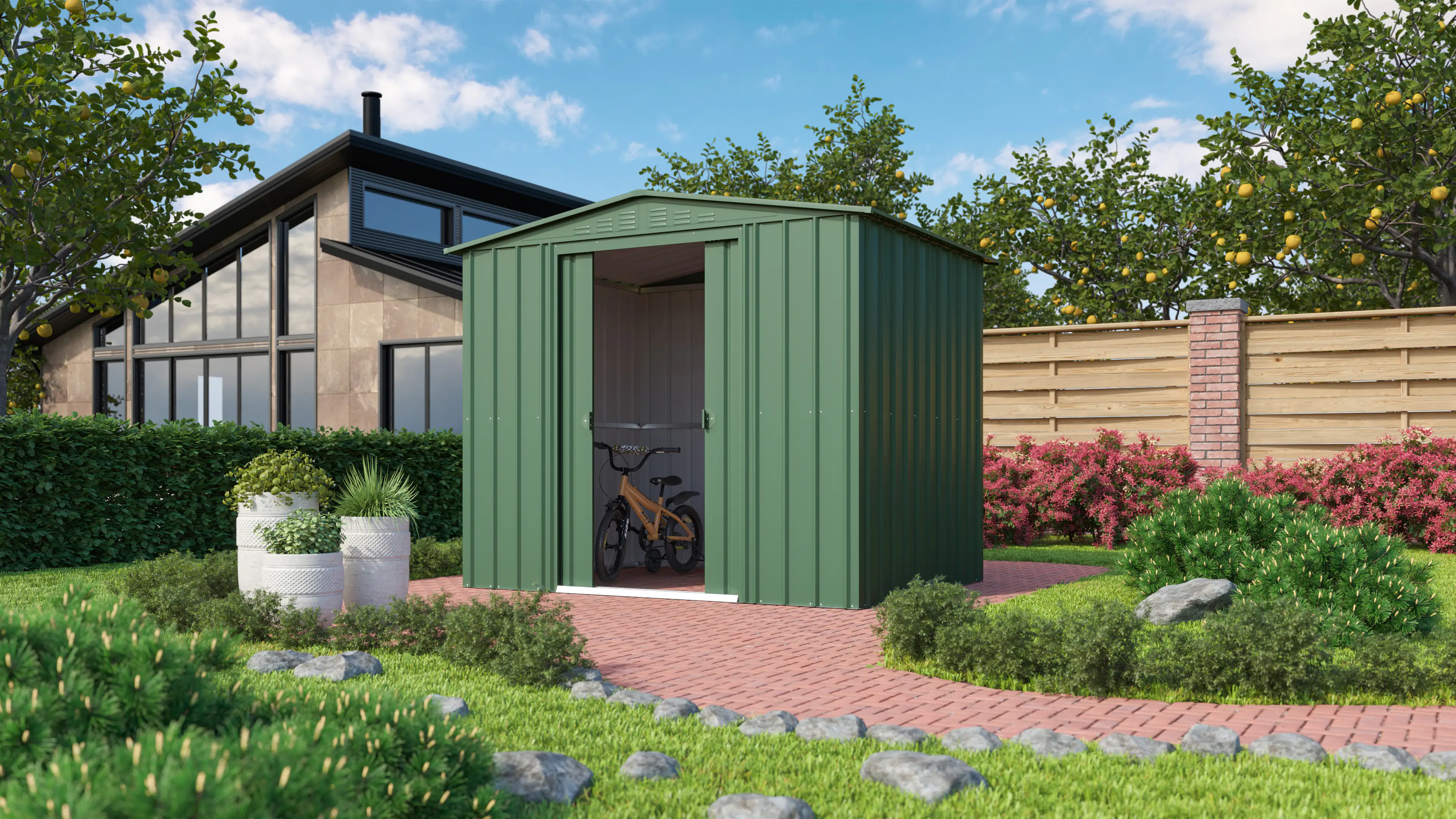 Globel Metallerätehaus Dream 86 245 x 185 x 198 cm jade